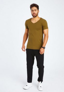 Leif Nelson T-Shirt Herren T-Shirt V-Ausschnitt LN-6372