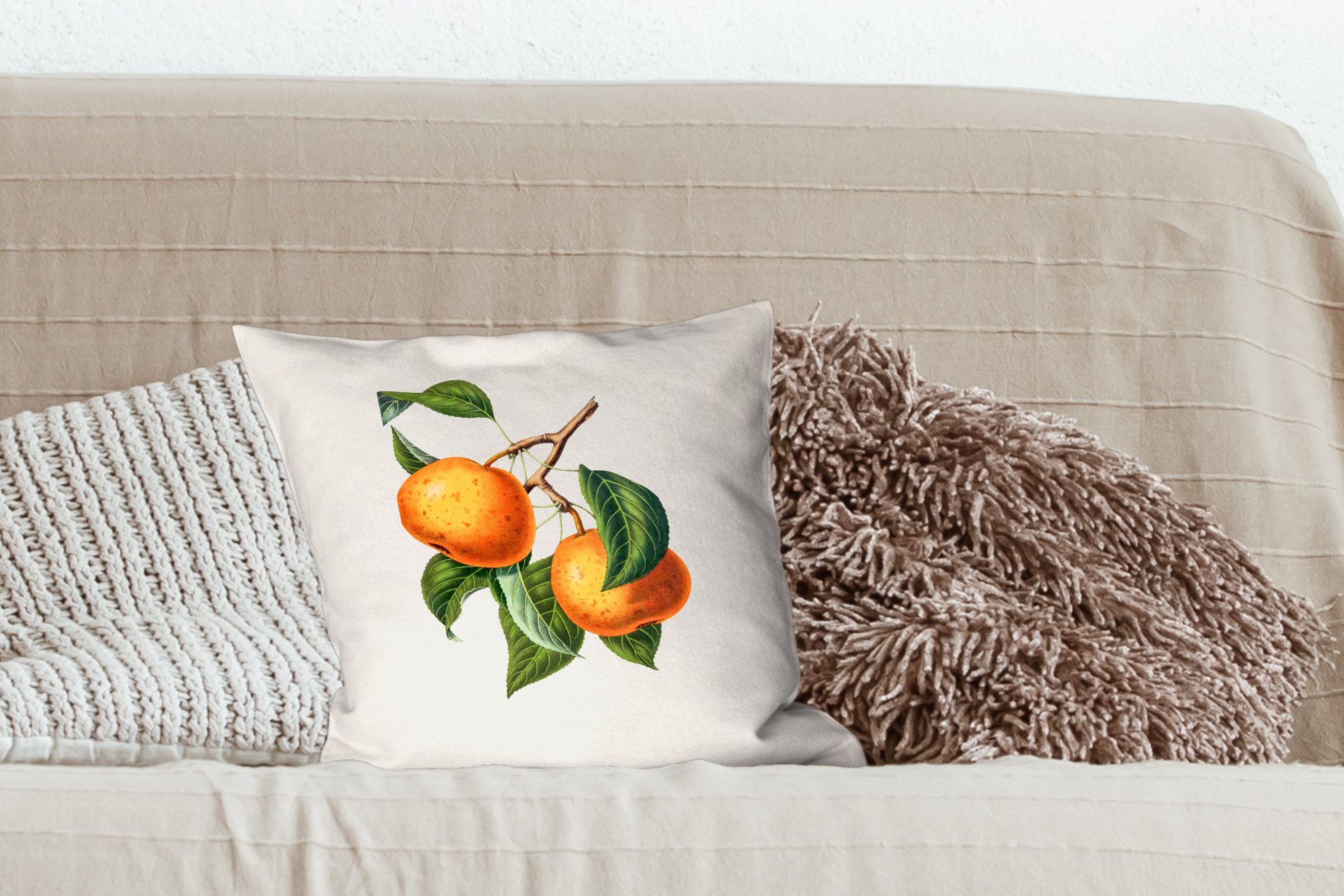 MuchoWow Dekokissen Obst - Orange Füllung Zierkissen - mit Schlafzimmer, Deko, Jahrgang, Sofakissen für Wohzimmer