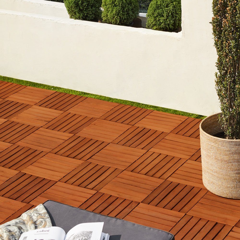 Casaria Holzfliesen 11x Akazie, Terrassenfliesen 1-6m² günstig online kaufen