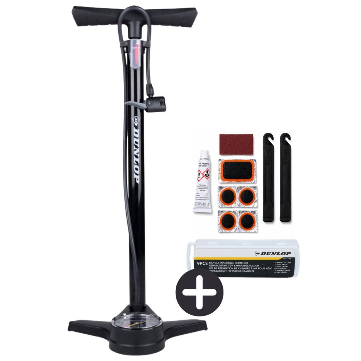 Dunlop Fahrradpumpe Dunlop Fahrradpumpe und Fahrrad Reparaturset 9 teilig