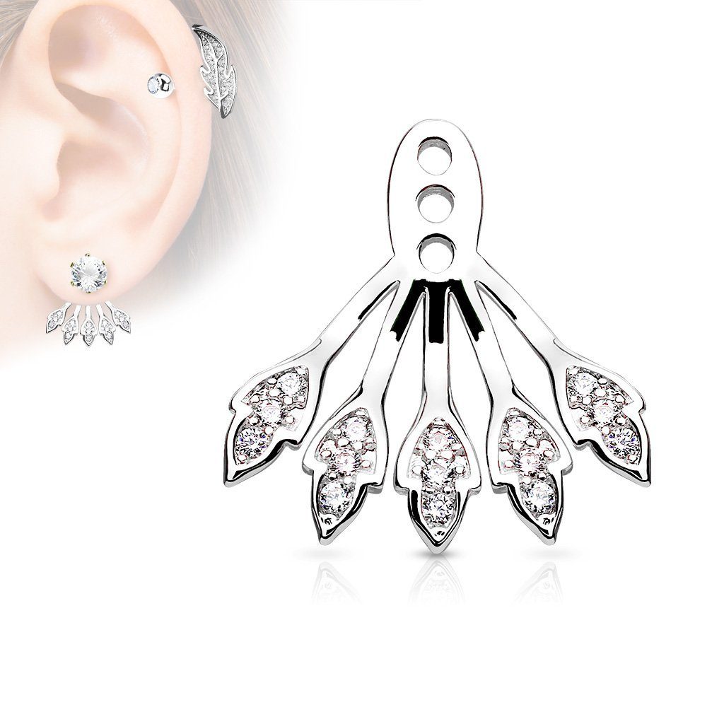 Ohrklemme Ohrringe Ohrschmuck Cartilage Stück, (1 Ergänzung Damen Ohrring 2-tlg), Silber Fächer Blatt Messing aus Stud BUNGSA