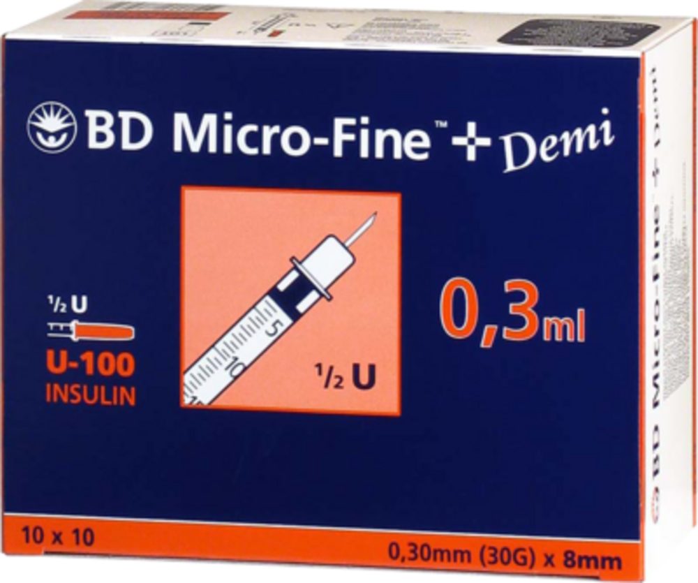 Becton Dickinson Feindosierspritze BD Micro-Fine+ Insulinspritze 0,30 ml U100 0,3x8mm, (Spar-Set, 30G, Weltweiter Bestseller, 100-St., Diabetesmanagement, Steril verpackt), Präzise Dosierung, Schmerzarme Insulininjektion, Blutzuckerüberwachung