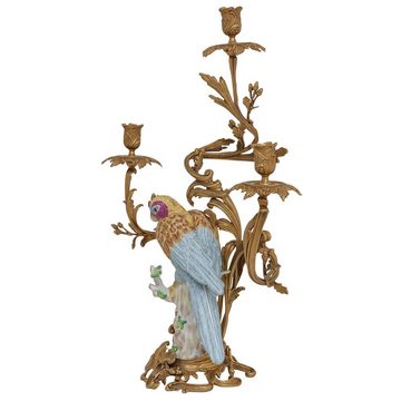 Aubaho Kerzenständer Kerzenständer Vogel Papagei Kerzenhalter Porzellan Bronze Antik-Stil 6