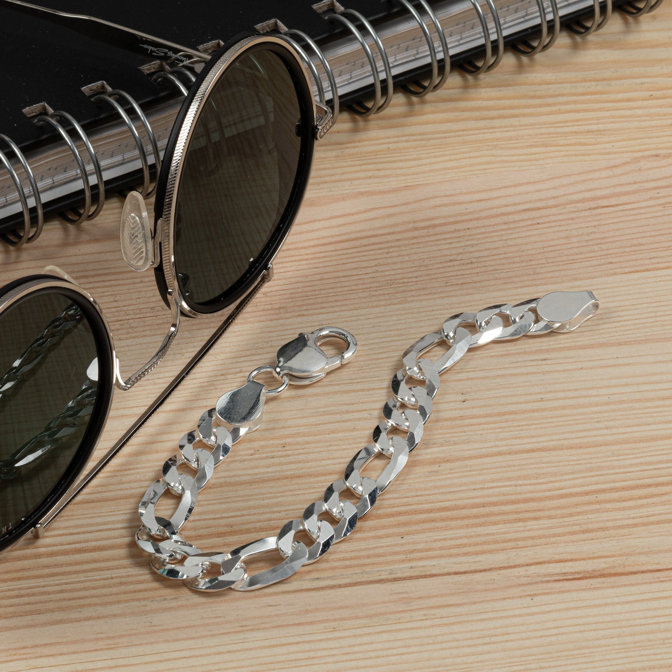 NKlaus Armband Armband 925 Sterling Silber 19cm Figaro Panzerkett (1 Stück) günstig online kaufen