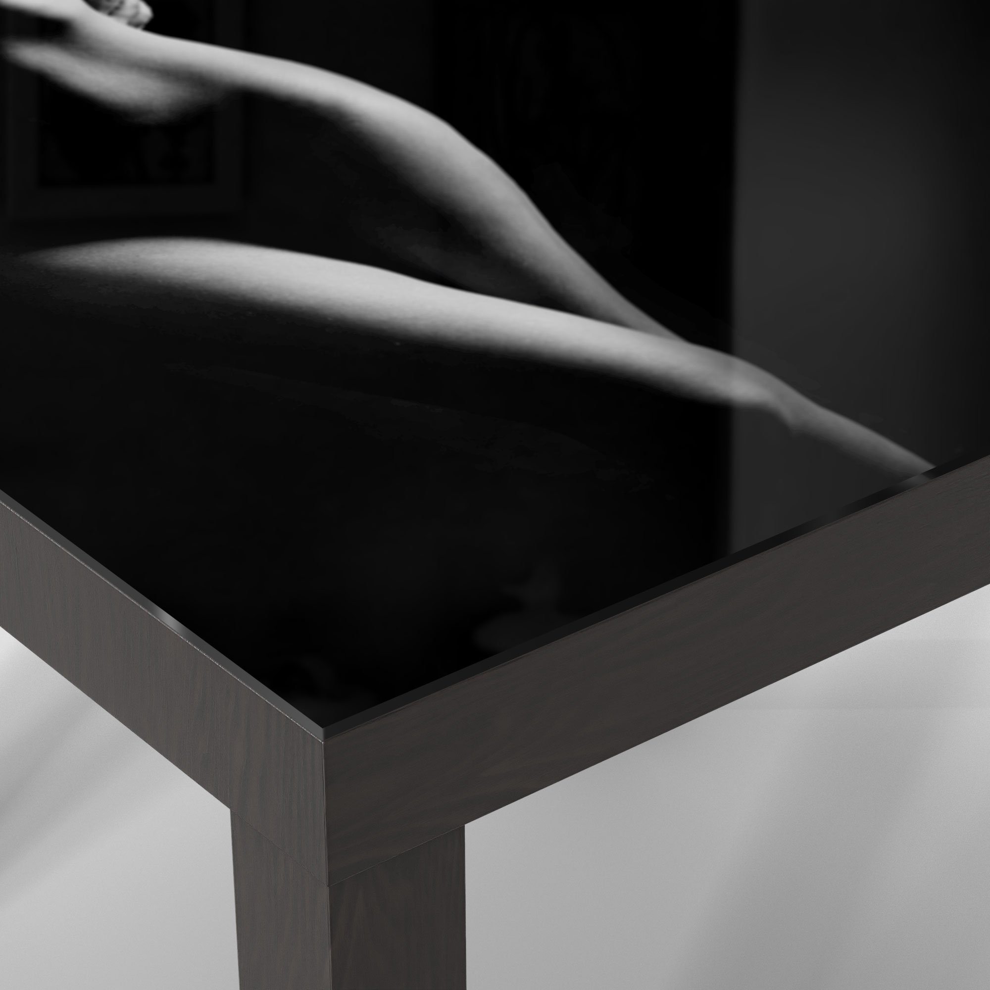 'Weibliche Beistelltisch DEQORI Couchtisch Glastisch Kurven', Schwarz Glas modern