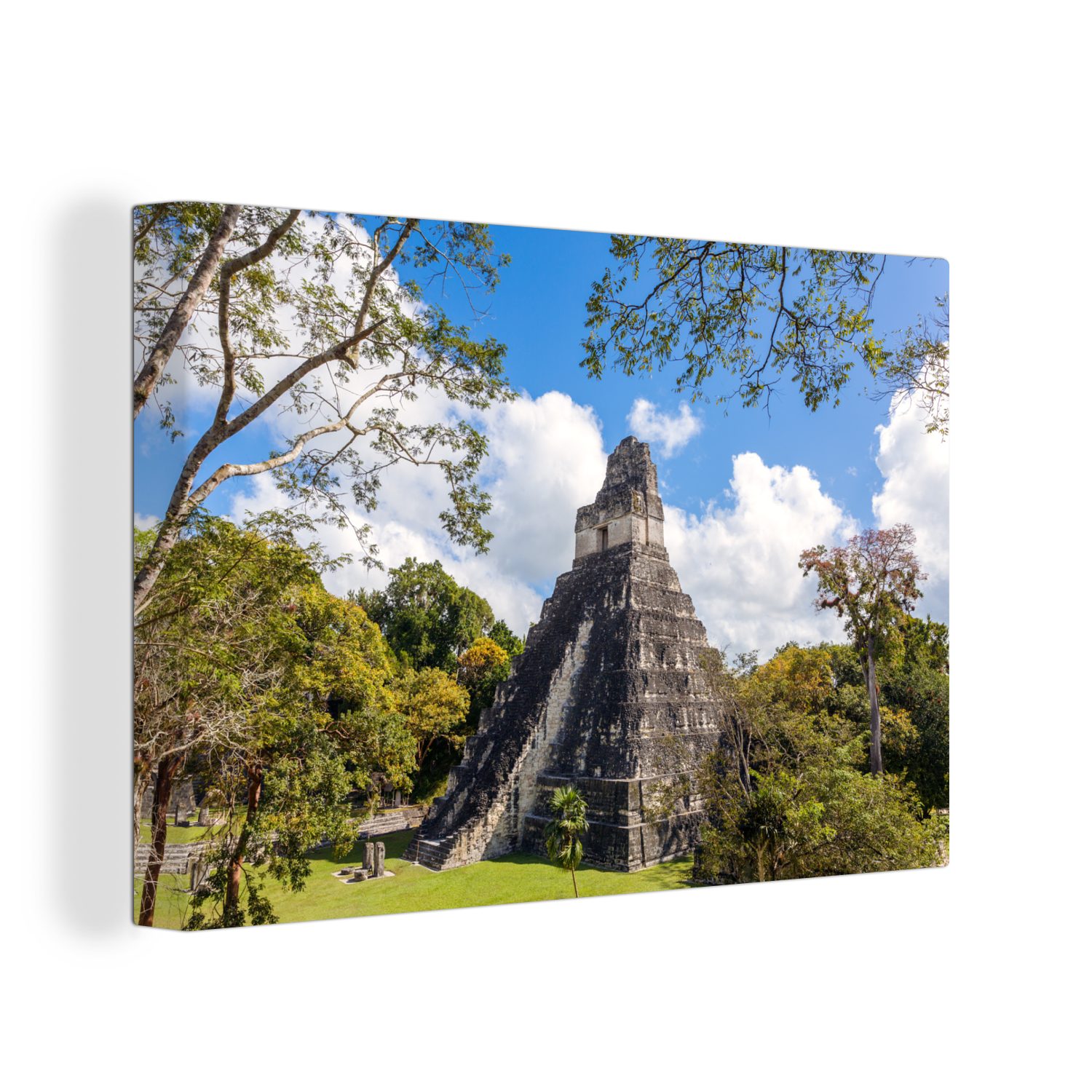 OneMillionCanvasses® Leinwandbild Tikal-Tempel I in der Maya-Stadt Guatemala, (1 St), Wandbild Leinwandbilder, Aufhängefertig, Wanddeko, 30x20 cm