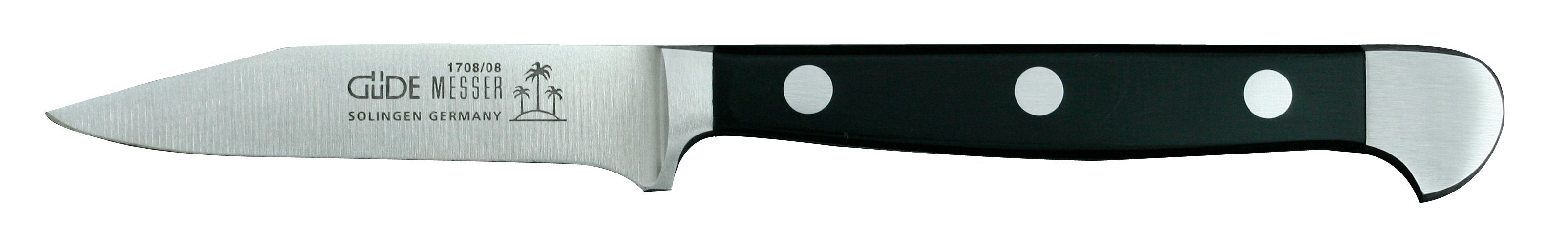 Güde Messer Solingen Schale Alpha, Messerstahl, Gemüsemesser 8 cm - CVM-Messerstahl - Griffschalen Hostaform