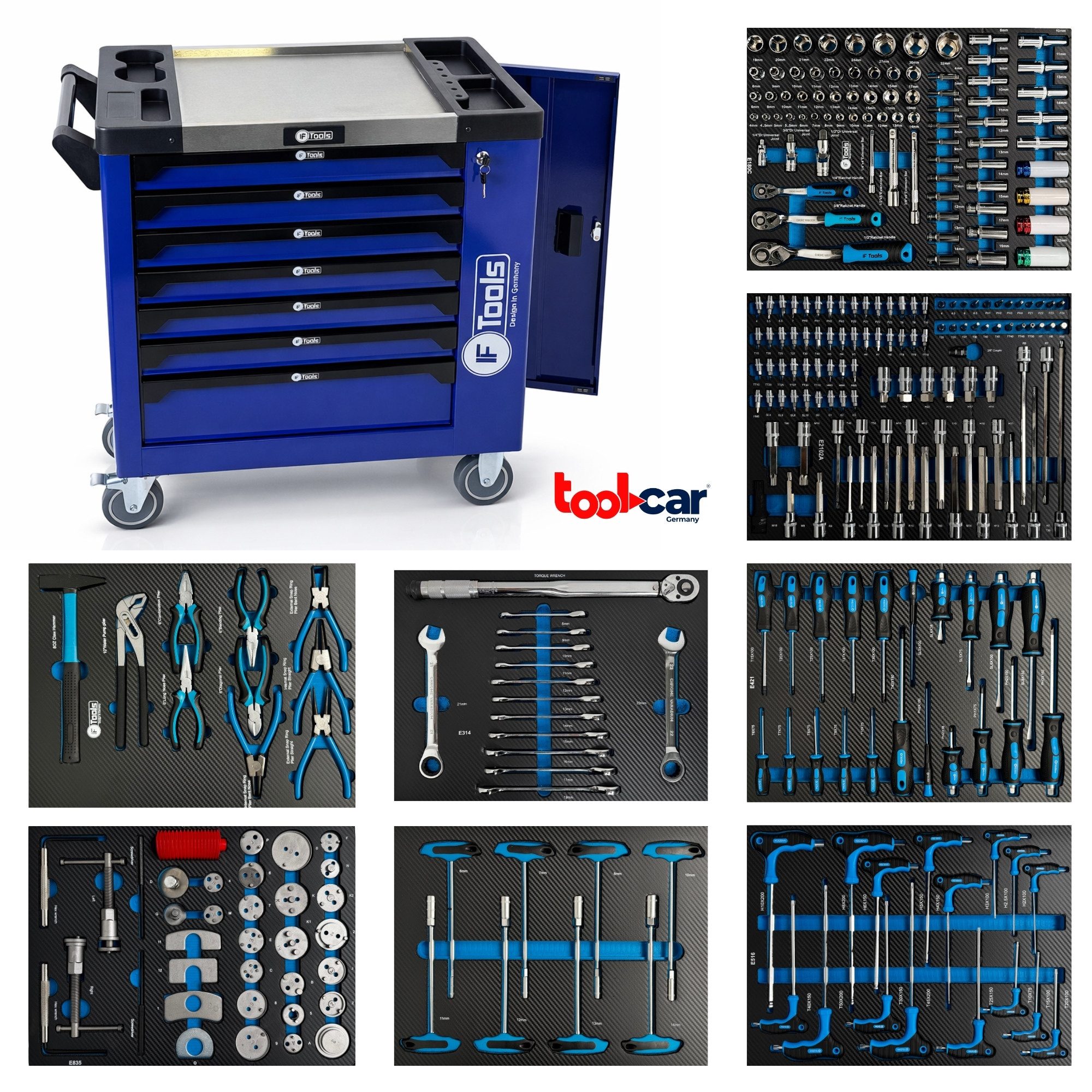 Toolcar Werkzeugwagen F-Tools ToolCar Werkstattwagen Werkzeugwagen, 8 volle Schubladen, XXL