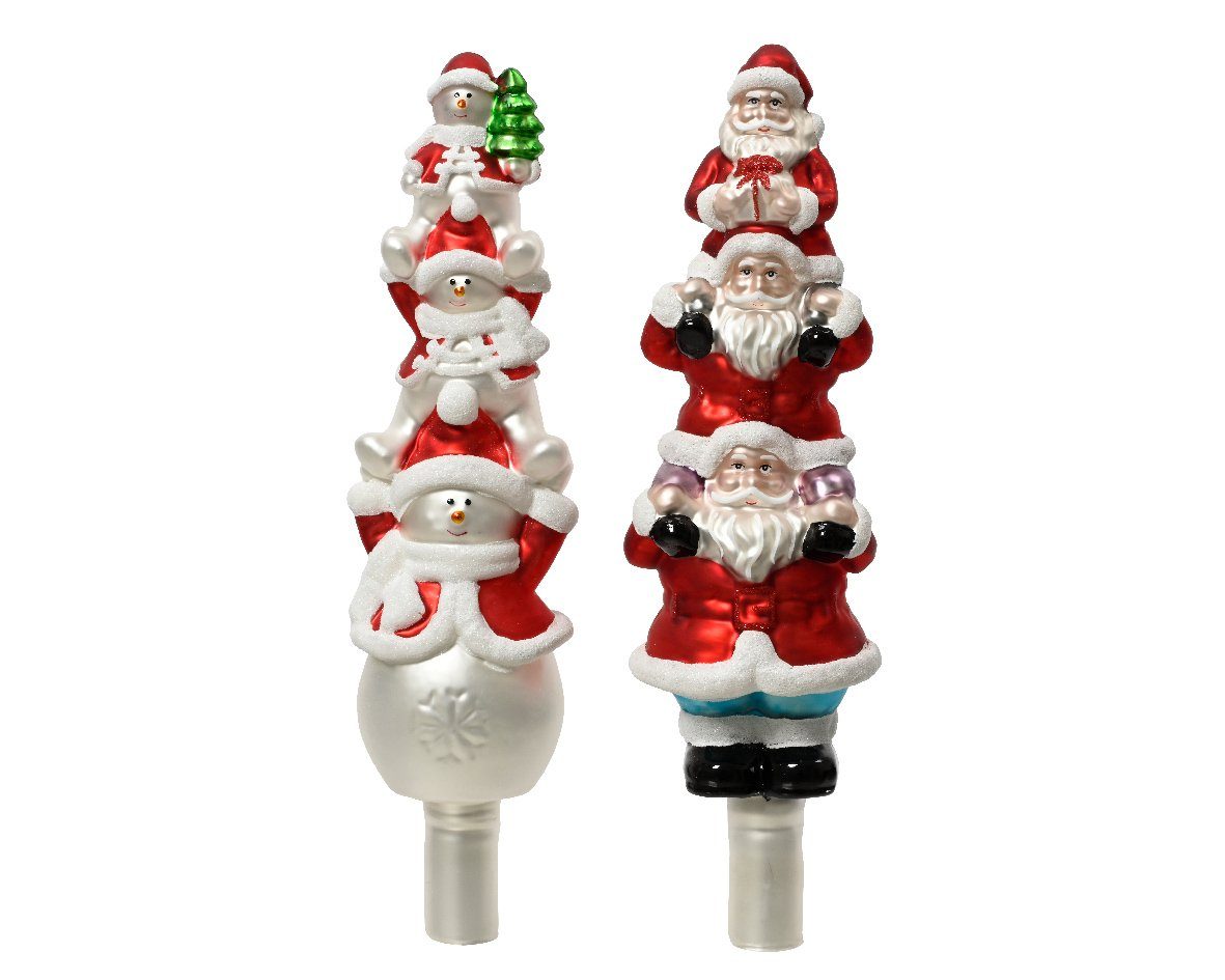 Kaemingk Christbaumspitze, Christbaumspitze Glas 31cm 1 Stück sortiert - rot / weiß