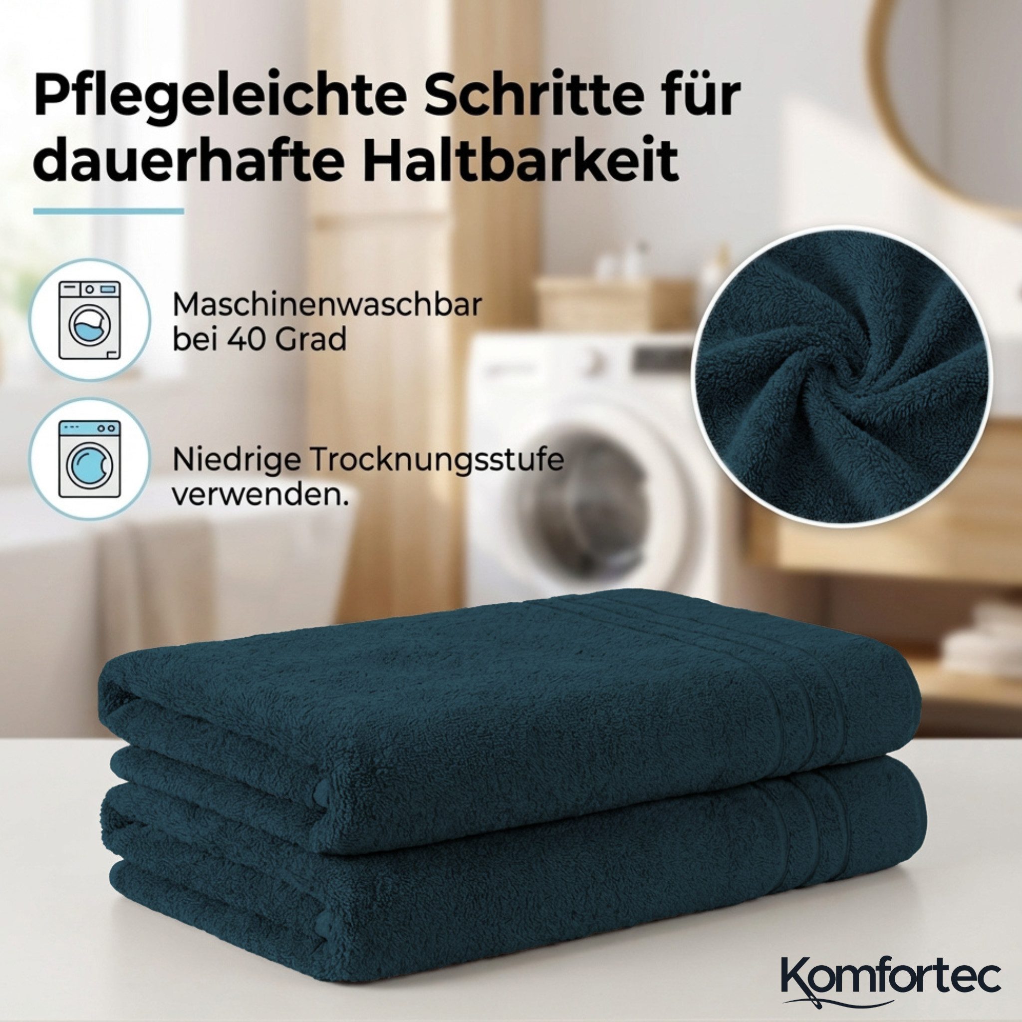 Komfortec Saunatuch Frotte aus 100% Baumwolle, Frottee (Packung, 2-St), 80x200 Saunatücher set XXL, Weich, Schnelltrocknend