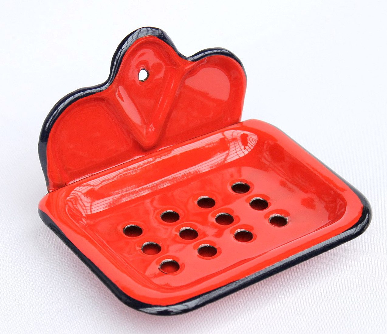 DanDiBo Seifenhalter 618 Rot Seifenschale 13 cm emailliert Landhaus Emaille Seifenspender, Breite: 13 cm