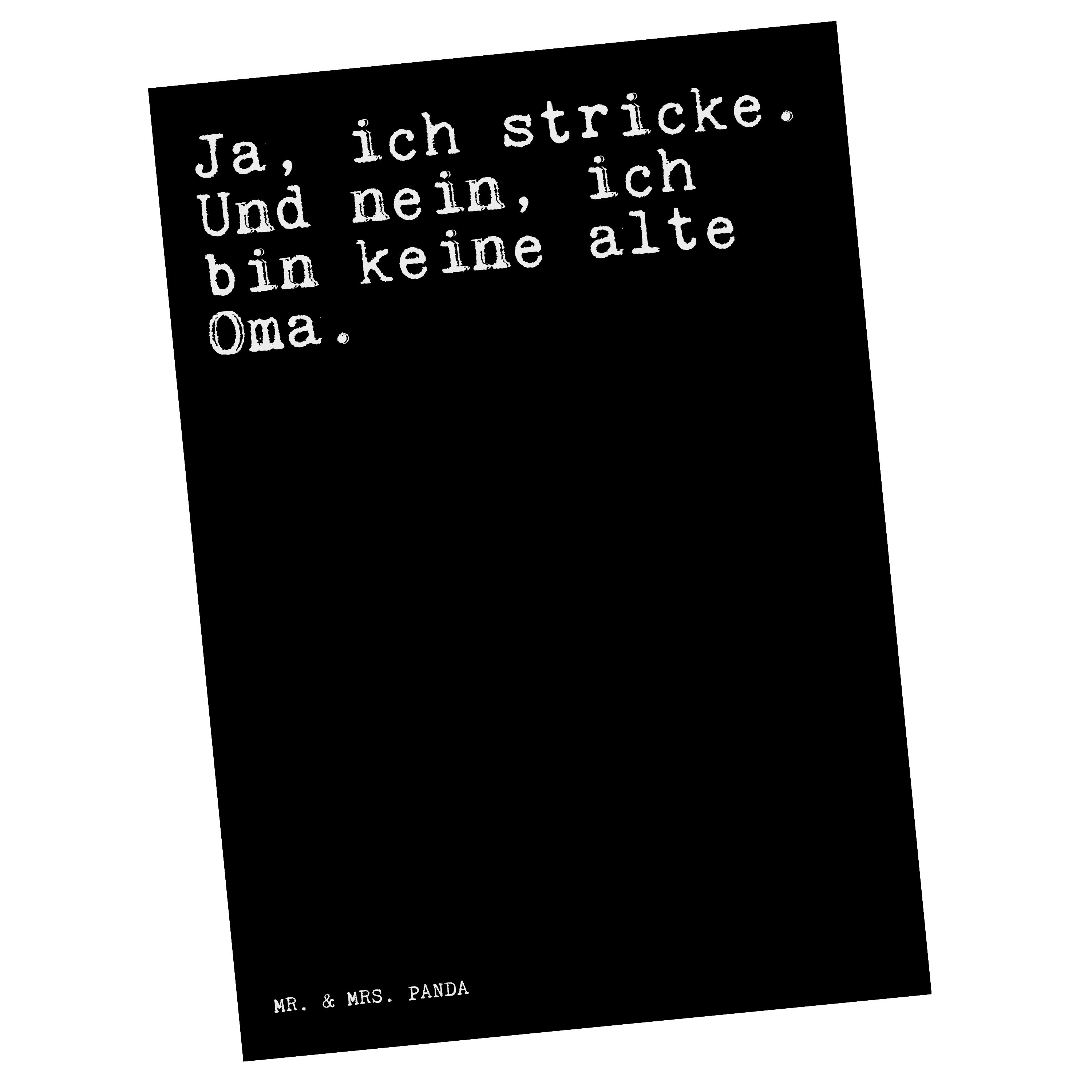 Mr. & Mrs. Panda Postkarte »Ja, ich stricke. Und... Schwarz