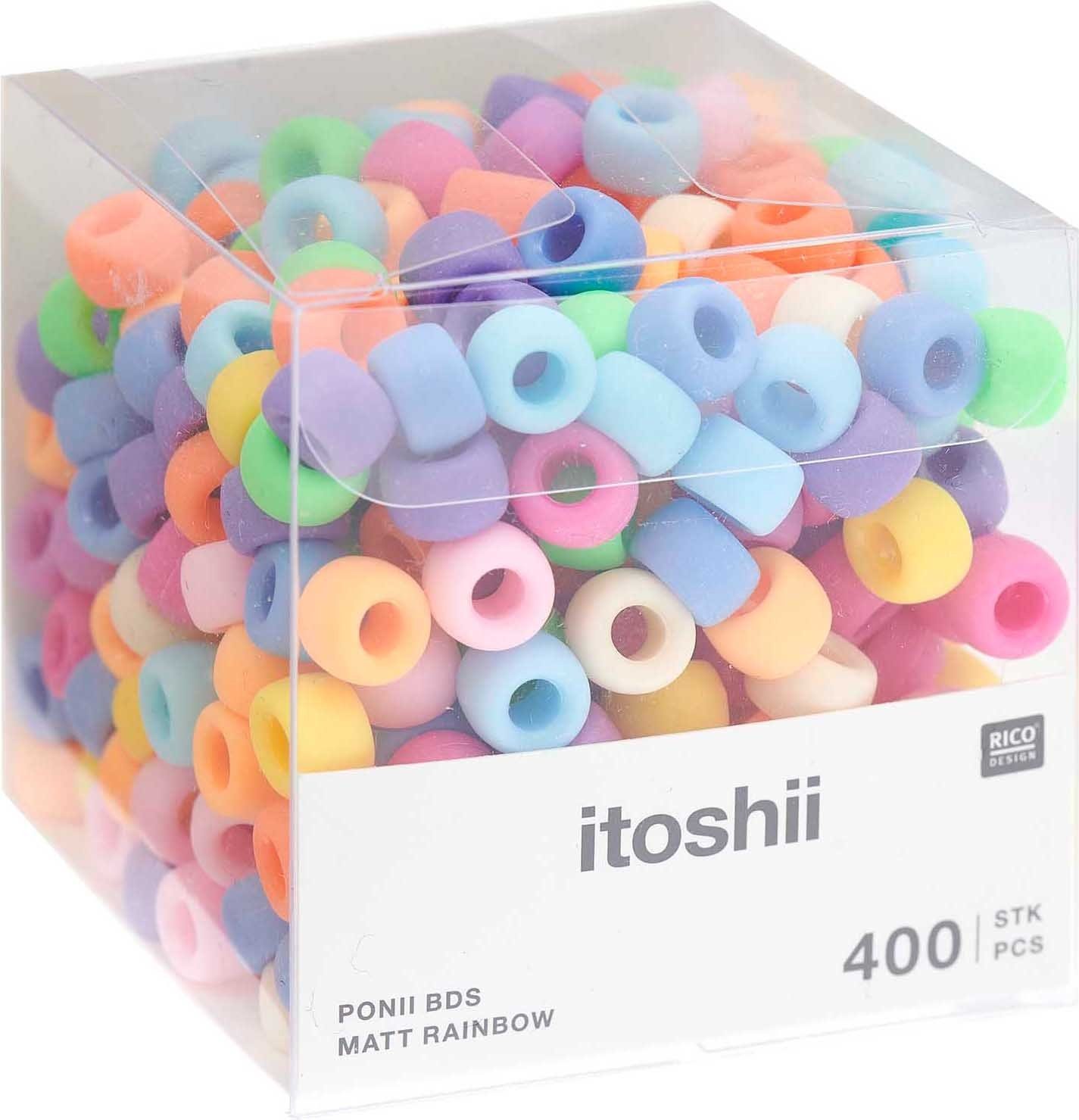 Rico Design Bastelperlen itoshii Perlenmix Ponii Beads, (400-tlg), 400 Stück