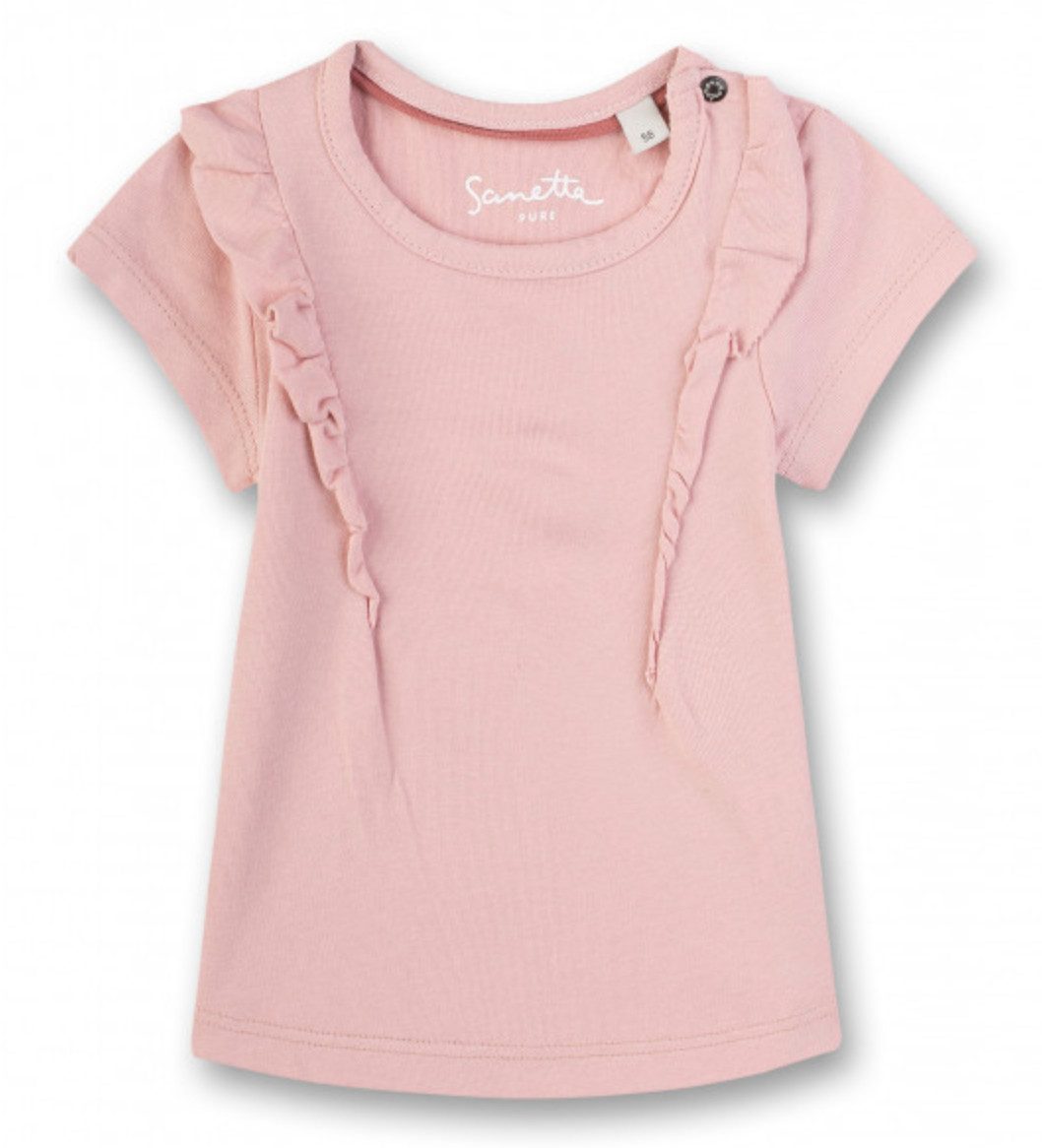Sanetta PURE Baby T-Shirt aus Bio-Baumwolle mit Rüschen in Rosa