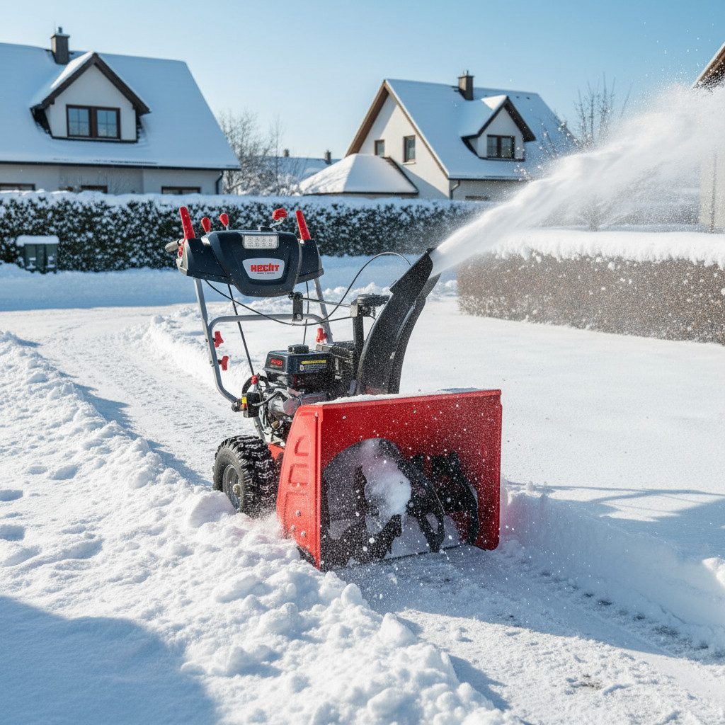 Hecht Benzin-Schneefräse mit Elektrostart 2-stufig LED und Radantrieb 13 m Wurfweite, 61,00 cm Arbeitsbreite, 8 Gänge - 190° Auswurfkanal