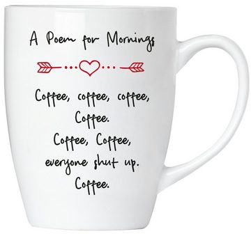 BRUBAKER Tasse 2er-Set Motivtassen "A Poem..." und "shh -...", Keramik, Kaffeebecher in Geschenkpackung mit Grußkarte, Kaffeetassen Geschenkset, Kaffee-Liebe für Büro Morgenmuffel, Tassen mit Spruch lustig