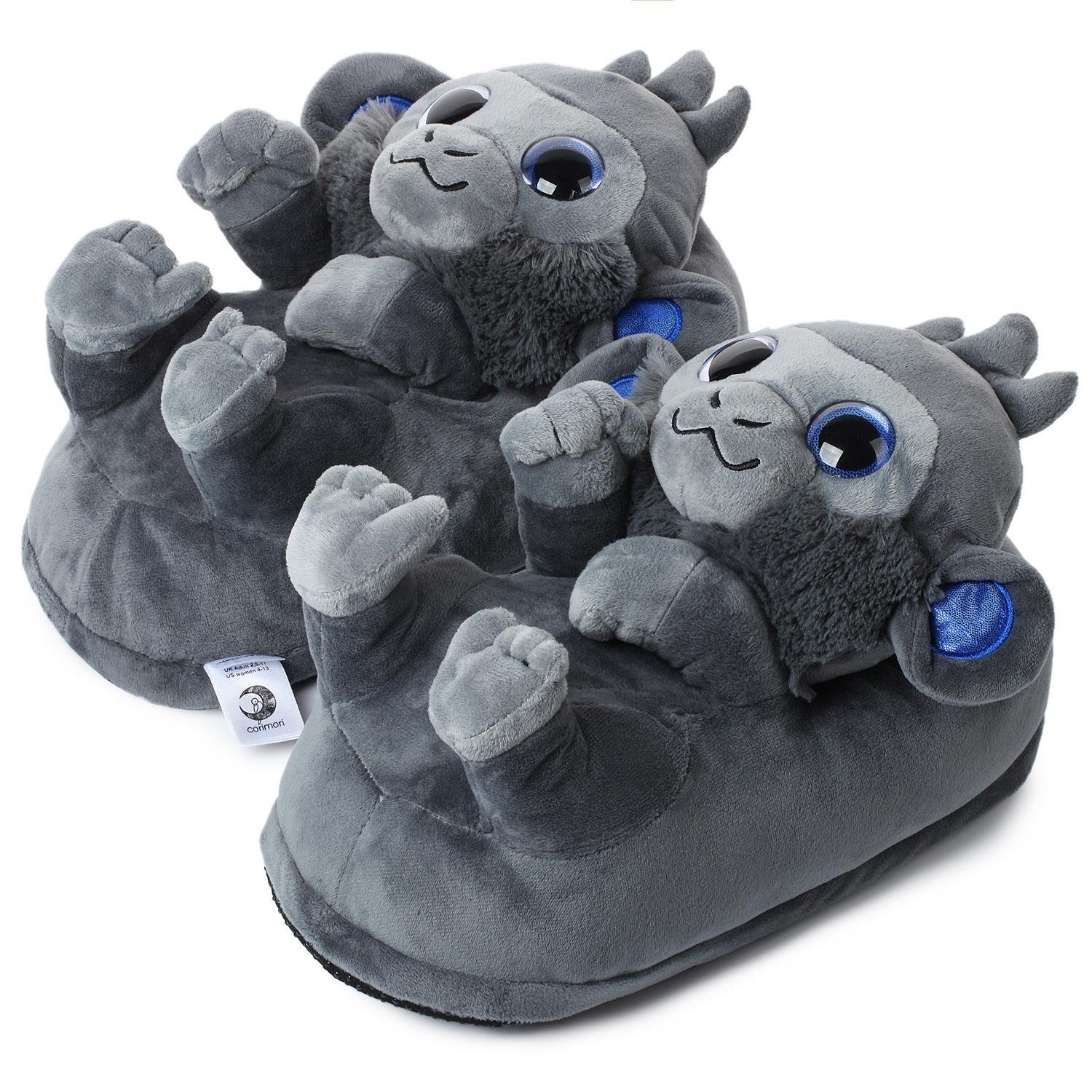 Corimori Tier Pantoffeln für Kinder Einheitsgröße 25-33,5 Plüsch Hausschuhe (Packung, Geschenk) EU Einheitsgröße 25-33,5 Schimpanse Marco für Kinder, Jungen, Mädchen von Corimori