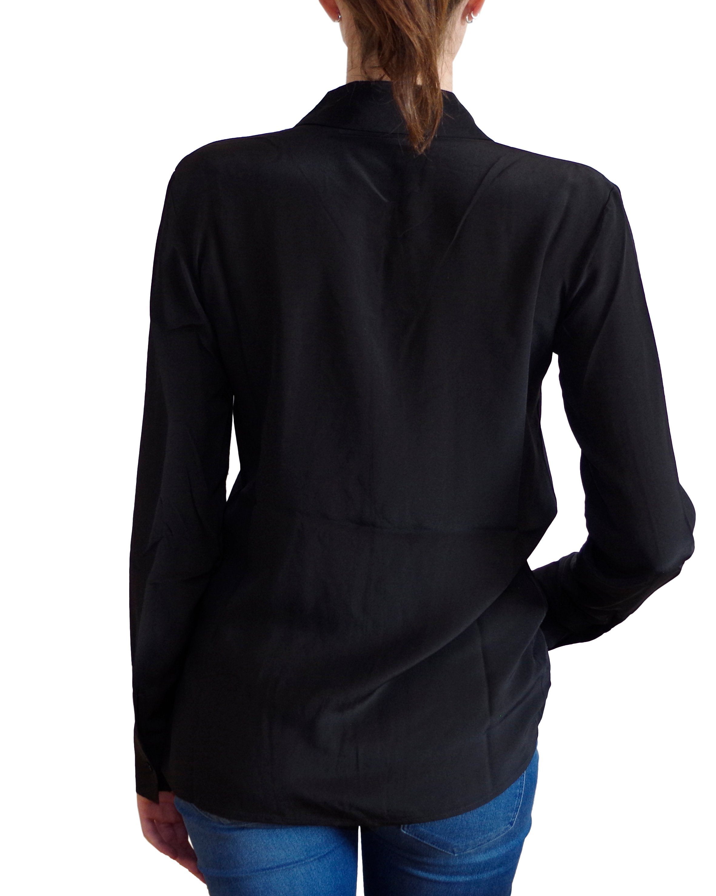 100% Collettoseta Posh Bluse Seide Seide Gear 100% schwarz Seidenbluse Damen Seidenbluse aus