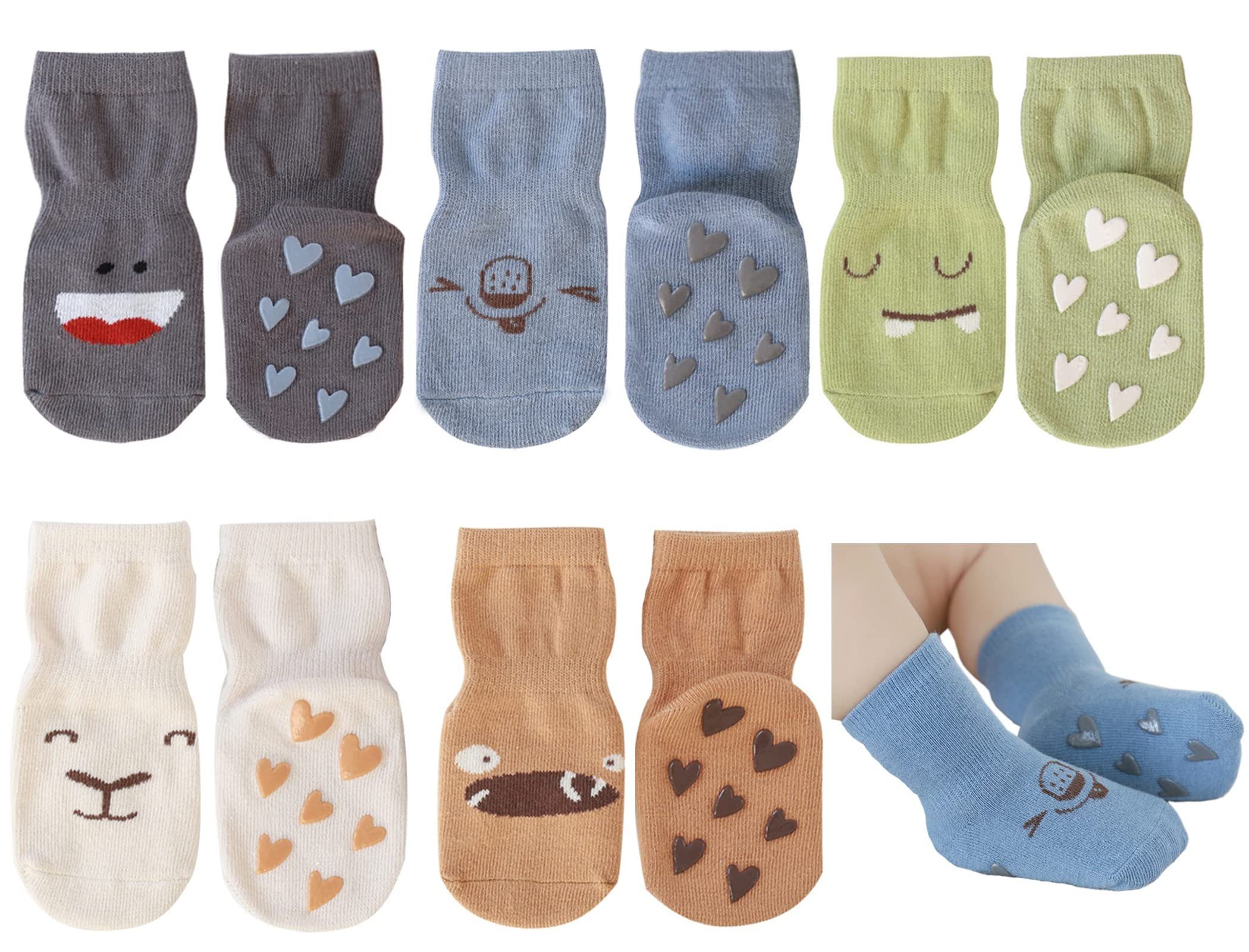POCHUMIDUU Kuschelsocken Rutschfeste Socken für Anti Kinder Paar (5-Paar, Jungen Sportsocken Rutsch Stoppersocken) Mädchen Baby 5 Socken