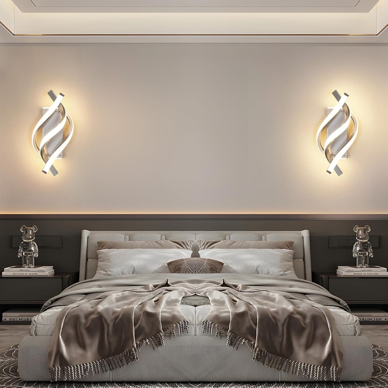 Riserva Wandleuchte Moderne LED Wandlampe Zopf-Design, 19W 3000K Silber, LED wechselbar – Bild 5 von 5
