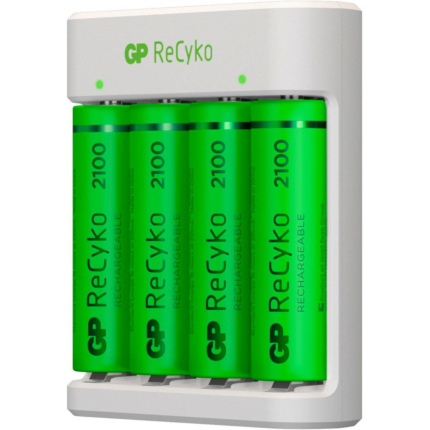 GP Batteries USB Akku-Ladegerät AA / AAA + 4x AA-Akku ReCyko Akku-Set Mignon 2100 mAh (1,2 V, 5 St), Kompakt Lader E411 + 4x AA 2100mAh Mignon LR06 LR6 Batterie Accu