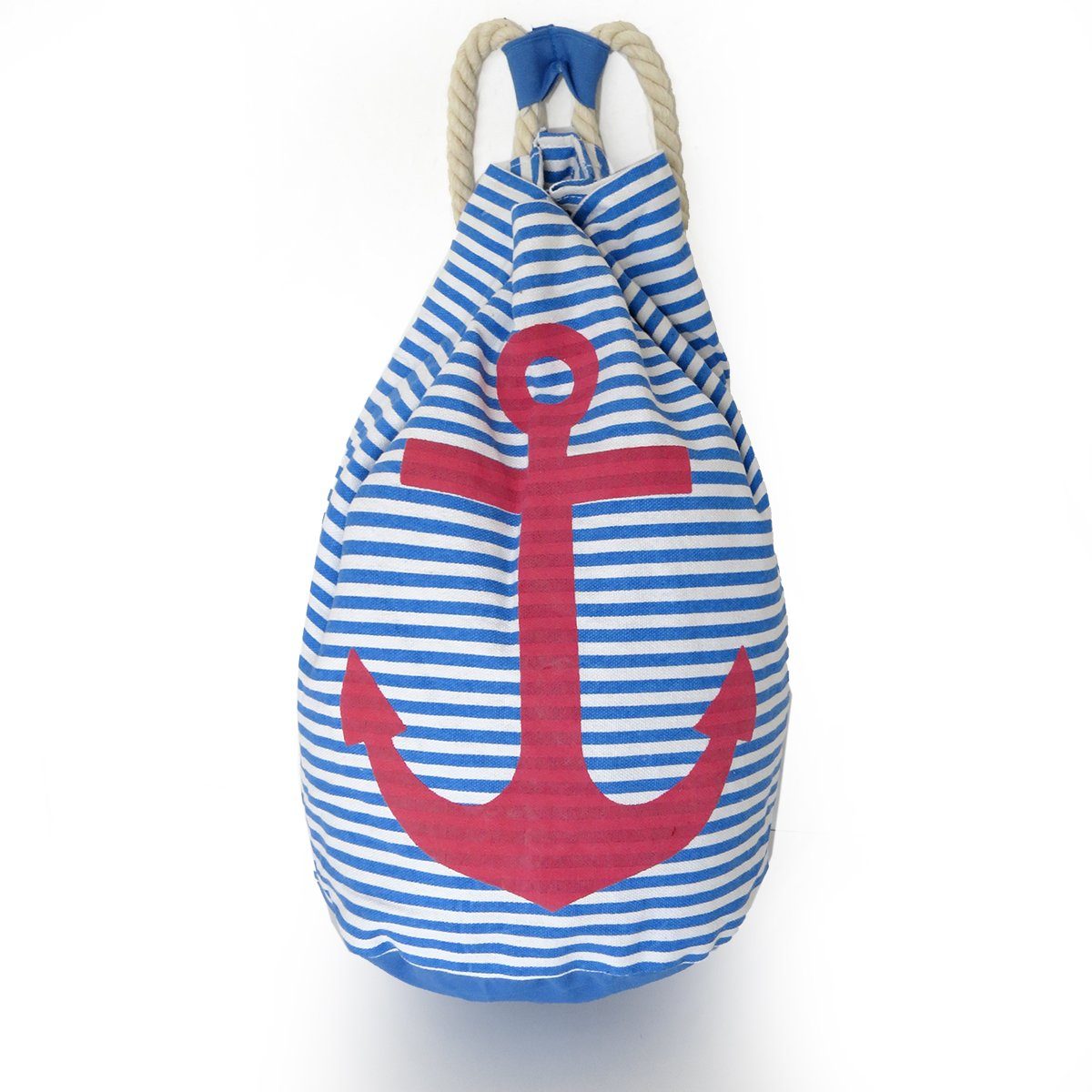 Originelli blau-rot maritim Umhängetasche Seesack mit Seilkordeln Ankerdruck Sonia gestreift