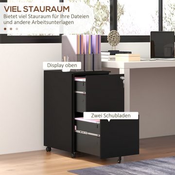 Vinsetto Rollcontainer Aktenschrank mit 2 Schubladen Druckschrank mit Rollen, (Büroschrank, 1 St., Bürocontainer), für A4 Akten, Dokumente, Stahl, 37 x 43,5 x 67,5 cm