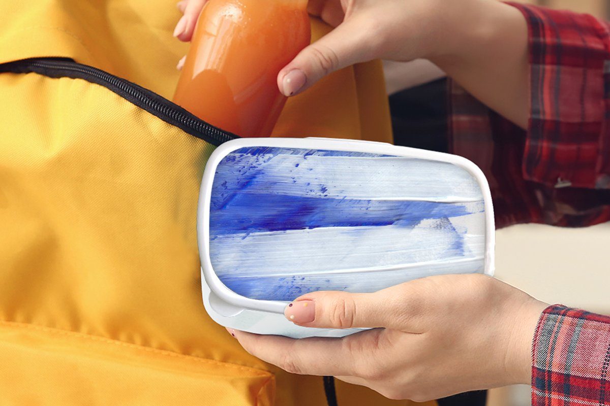 für für MuchoWow Erwachsene, (2-tlg), Design Brotbox Kinder Farbe Kunststoff, - Lunchbox Mädchen Jungs und und Blau, - weiß Brotdose,