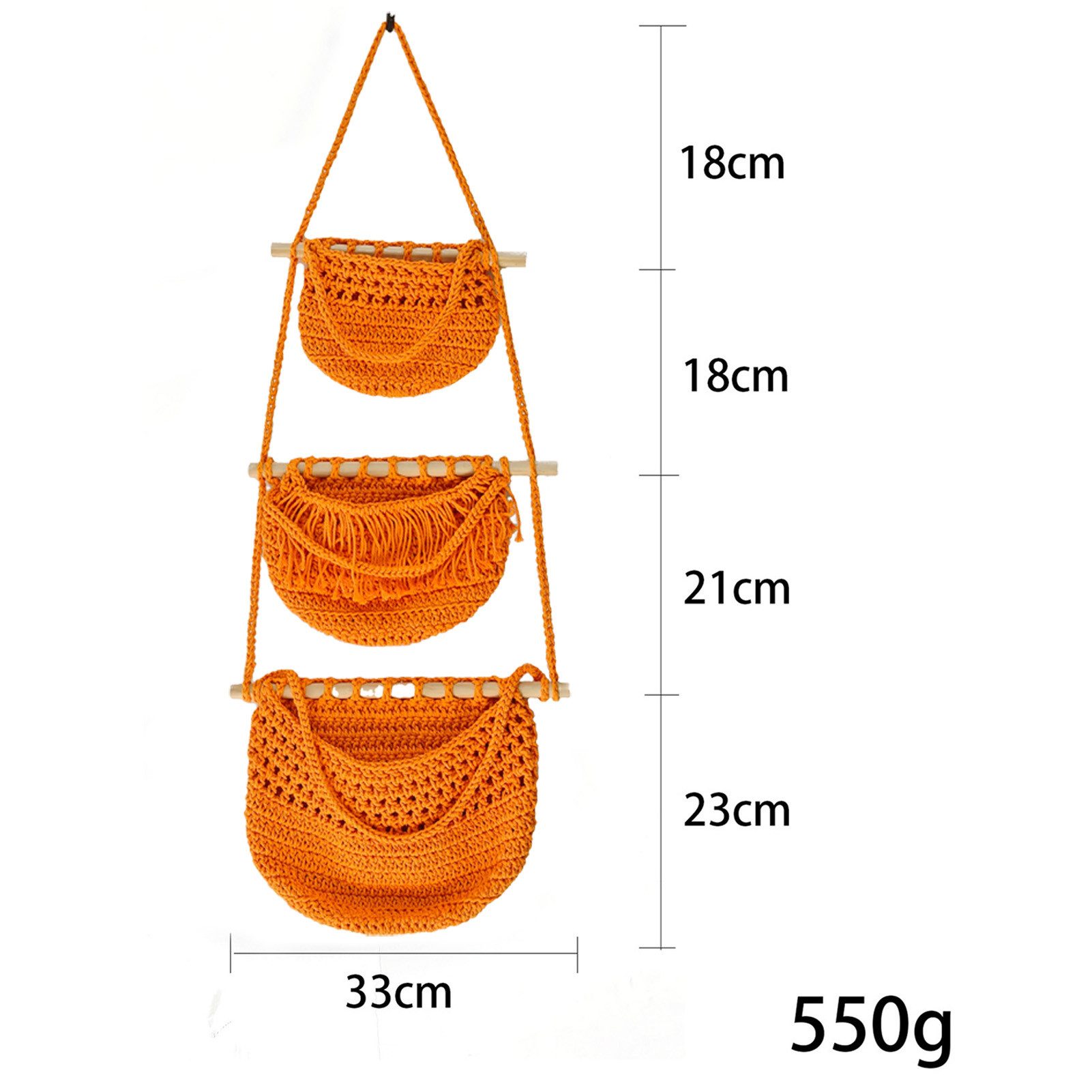 Jumpeak Hängeaufbewahrung Obstkorb Hängend 3 Etagen,Hängekörbe,Wandhängetas günstig online kaufen