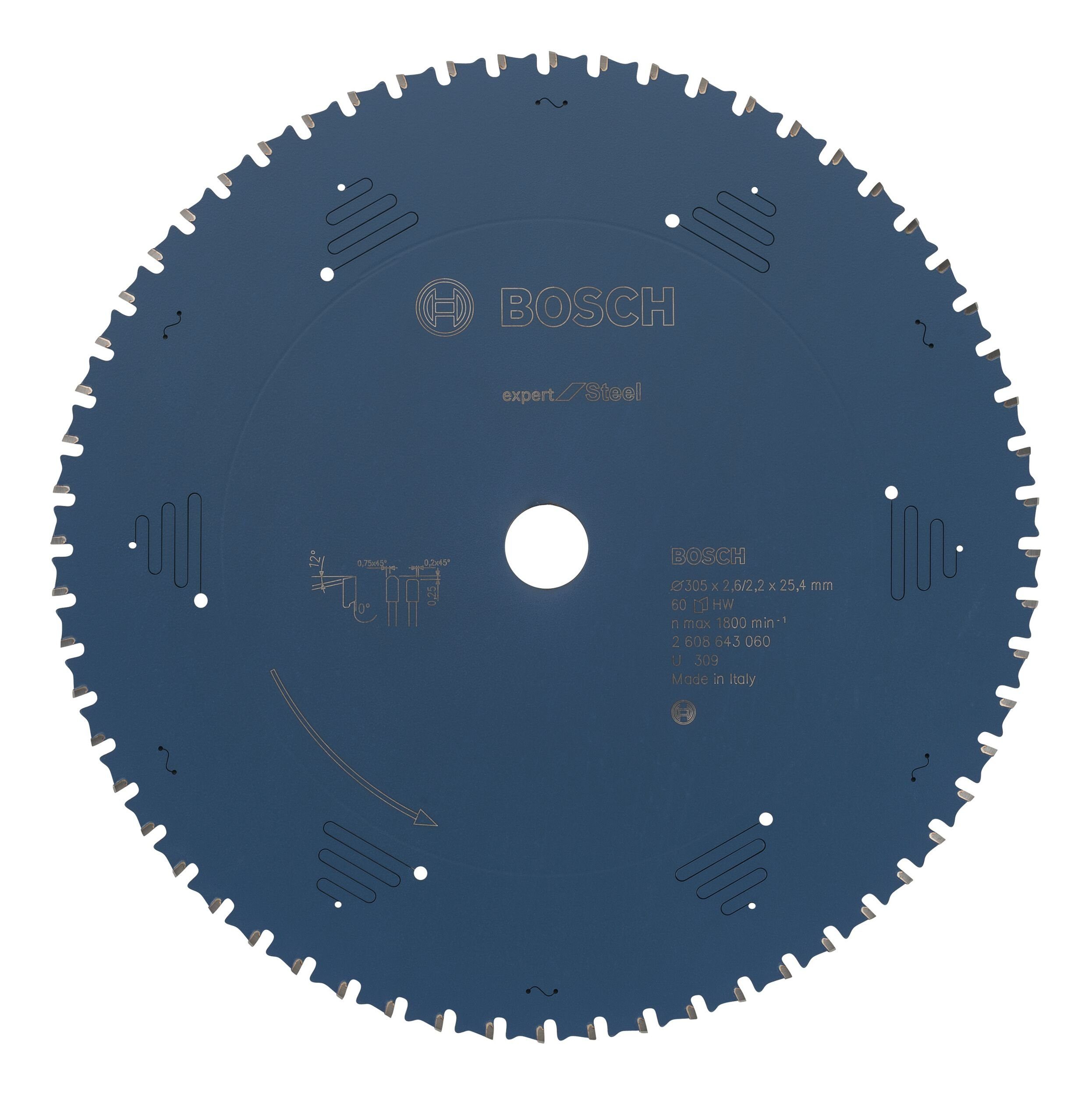 BOSCH Kreissägeblatt Expert, For Steel, 305 x 25,4 x 2,6 mm, 60 Zähne