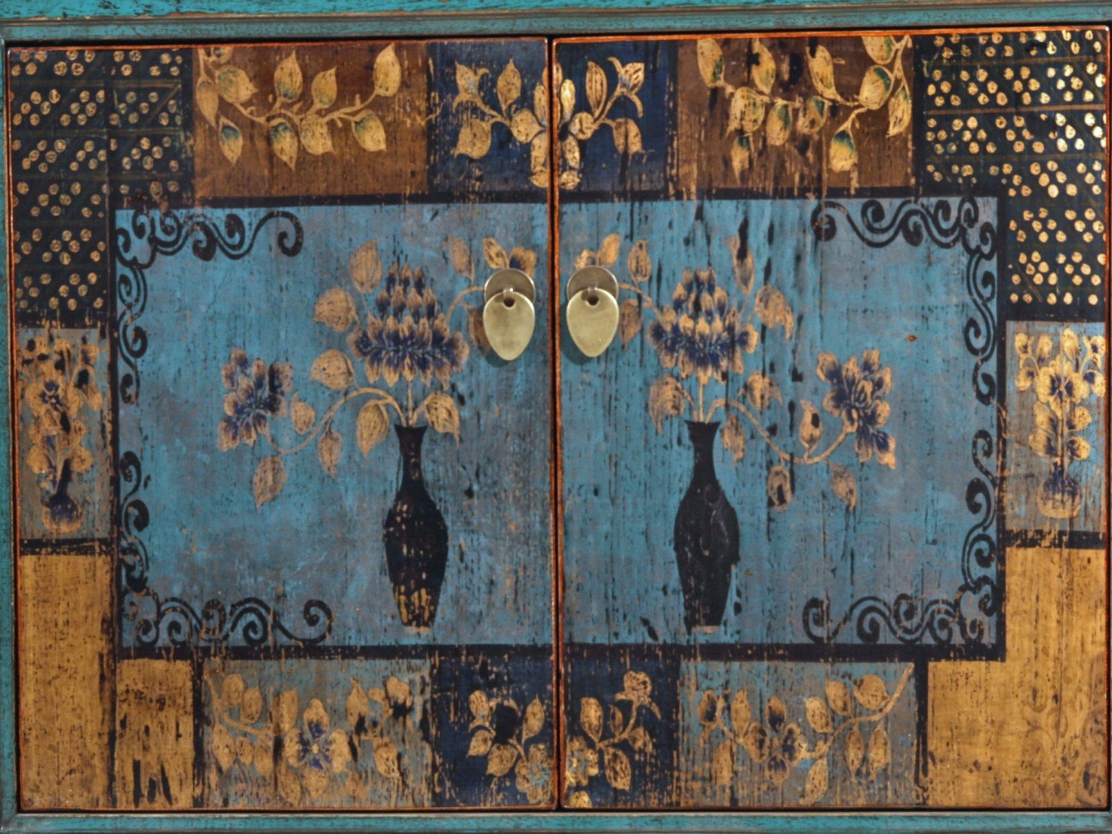 OPIUM OUTLET Kleiderschrank Möbel Asia Vintage Schrank chinesisch (Wohnzimmer Schlafzimmer Landhaus Antik-Stil, asiatisch chinesisch orientalisch) Hochzeitsschrank Hoch-Kommode komplett montiert