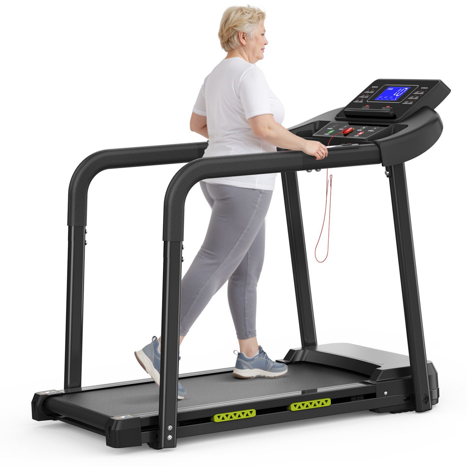 ANYSUN Laufband Laufband für Senioren,faltbares Laufband für Zuhause mit Handläufen (Großes LED-Display für ältere Menschen, Laufband für Senioren), Fitness-Trainingsgerät für ältere Menschen mit Herzfrequenzmesser