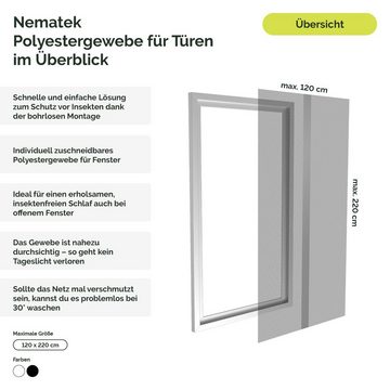 Nematek Insektenschutz-Fensterrahmen Nematek Polyester Fliegennetz Balkontür -Vorhang zum Kleben - bis zu 120 x 220cm