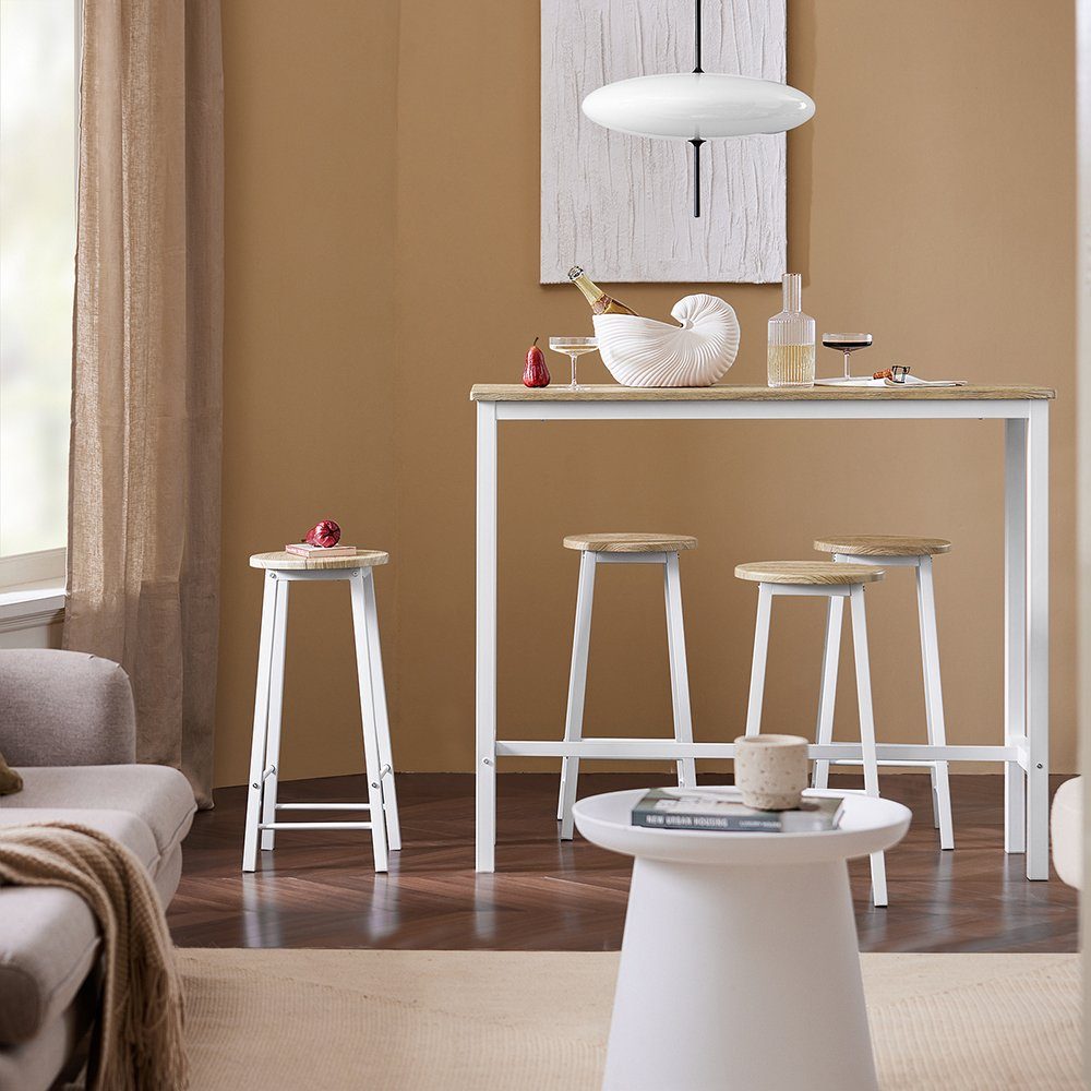 5-teilig weiß-natur Bartisch Stühlen Esstisch Industrie-Design OGT22, im Bartisch mit SoBuy