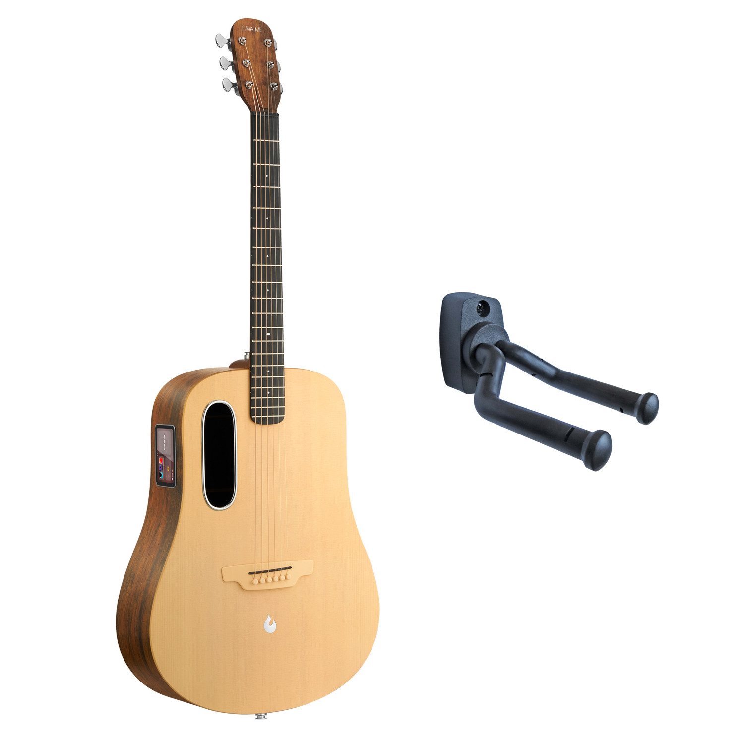 Westerngitarre Lava Music Gitarre ME4 Spruce 41 Zoll Woodgrain Brown mit Wandhalter