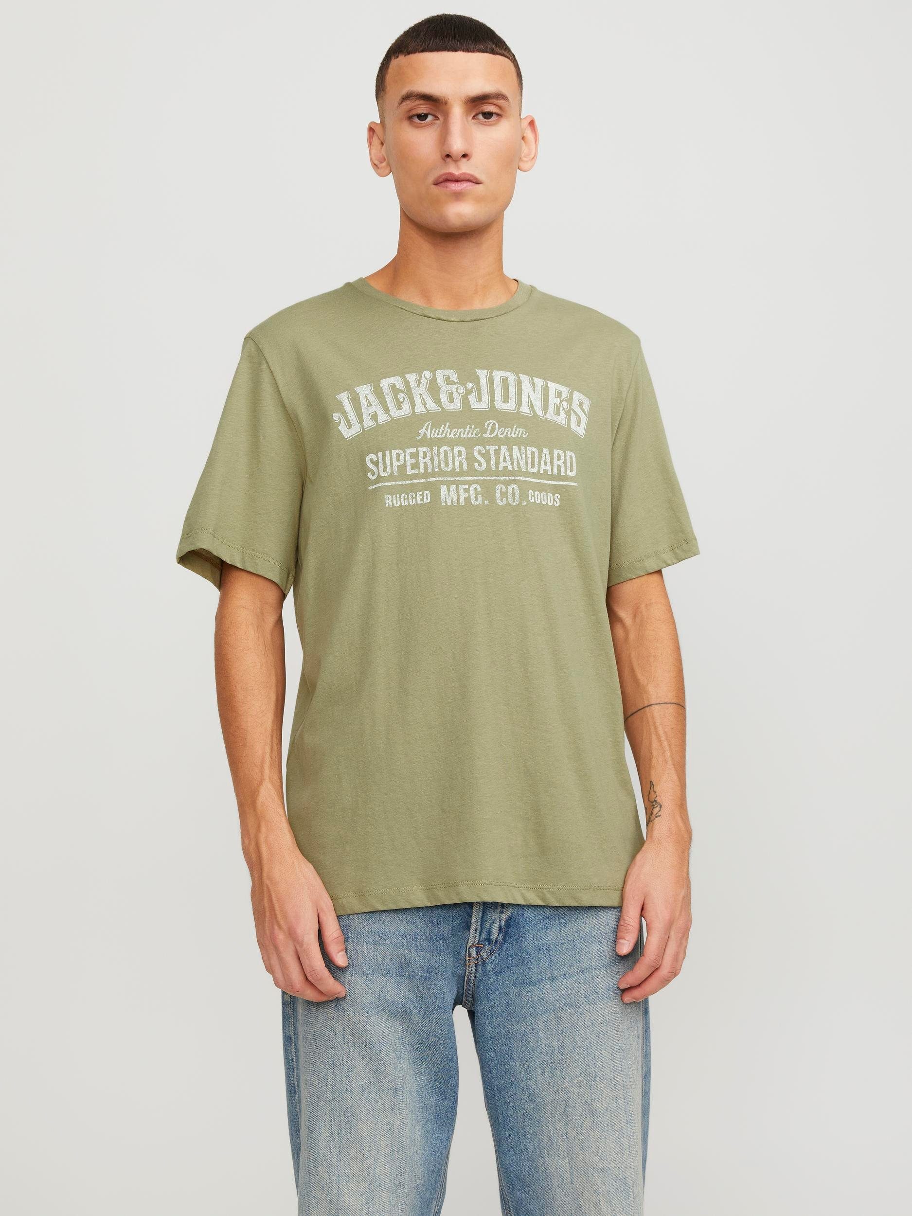 Jack & Jones NOOS O-NECK SS 23/24 TEE Green Oil Rundhalsshirt JJEJEANS