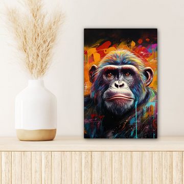 OneMillionCanvasses® Leinwandbild Affe - Gorilla - Graffiti - Tiere - Farben, (1 St), Leinwandbild fertig bespannt inkl. Zackenaufhänger, Gemälde, 20x30 cm