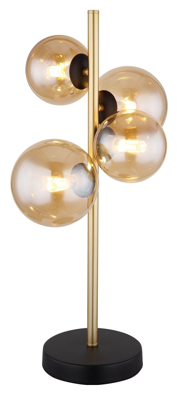 GLOBO LIGHTING LED Tischleuchte RIHA, 4-flammig, H 48 cm, Braun, Messingfar günstig online kaufen