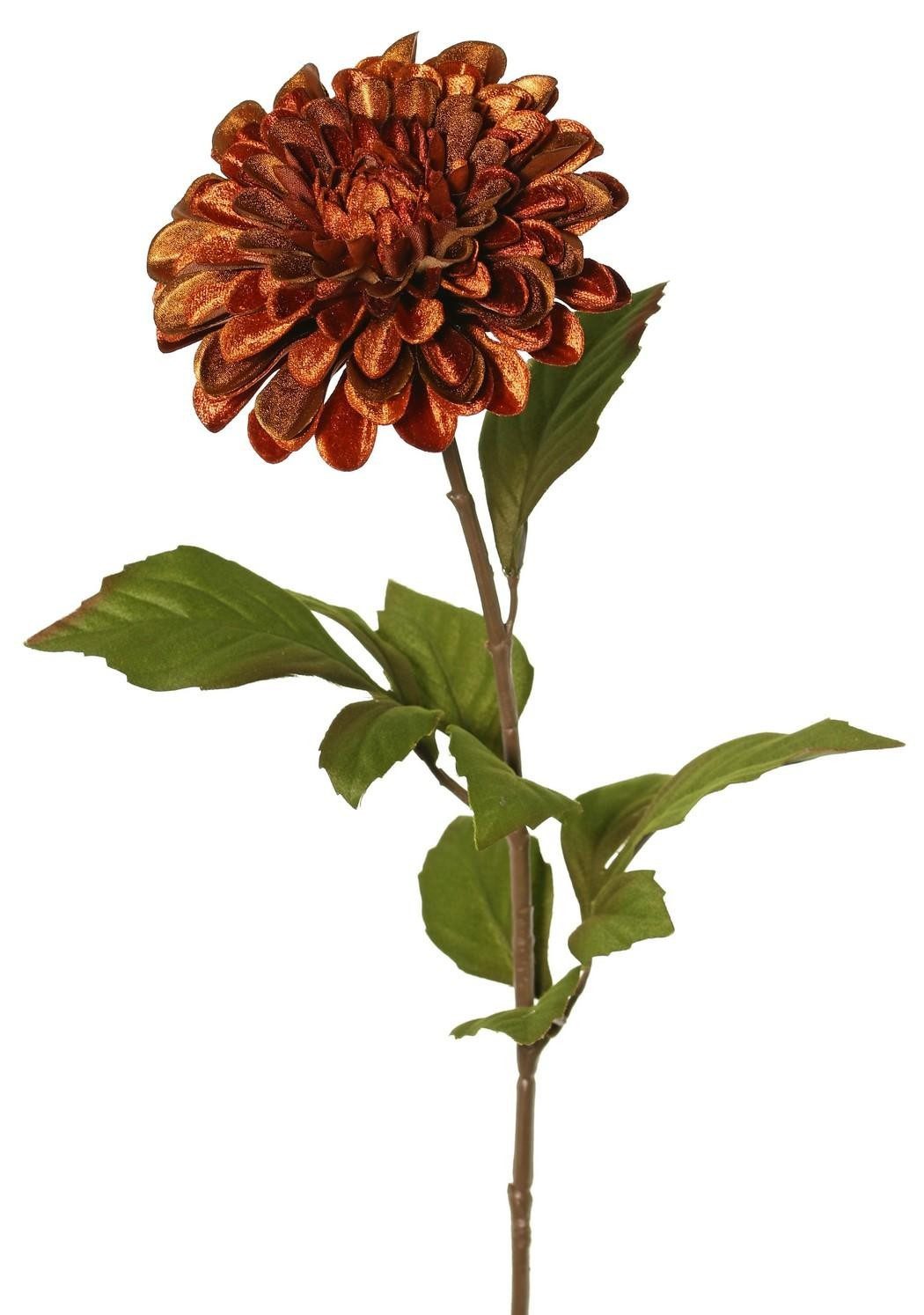 Kunstblume Künstliche Dahlie TINFAS, Kupfer, 60cm, Ø13cm Dahlie, artplants