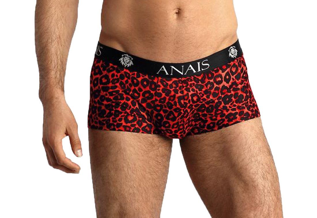 Boxershorts Herren Boxer Shorts schwarz rot aus glattem blickdichtem Stoff Leo
