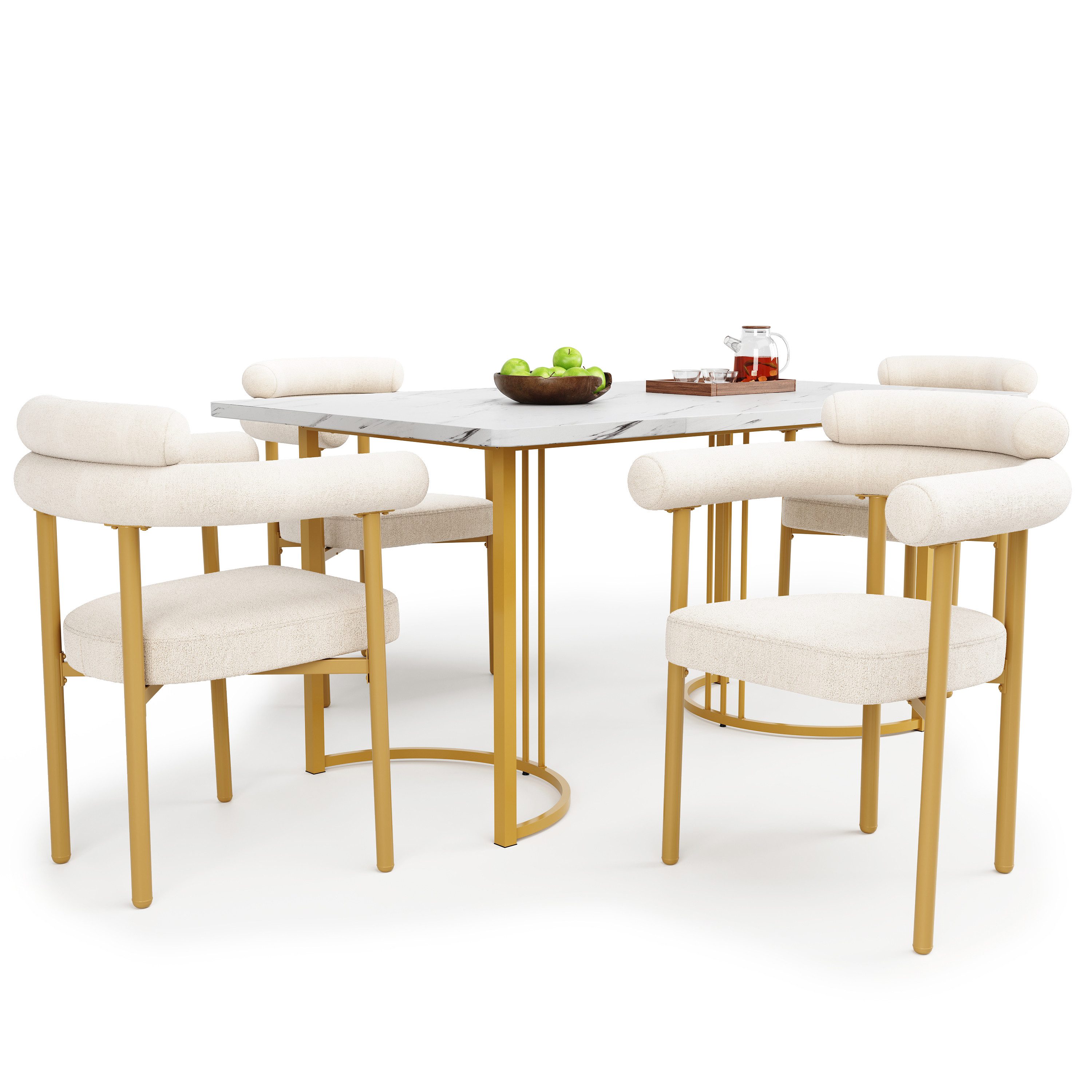 HAUSS SPOLE Essgruppe 5er Set Esstisch mit Tischbeinen aus Metall und 4 Bei günstig online kaufen