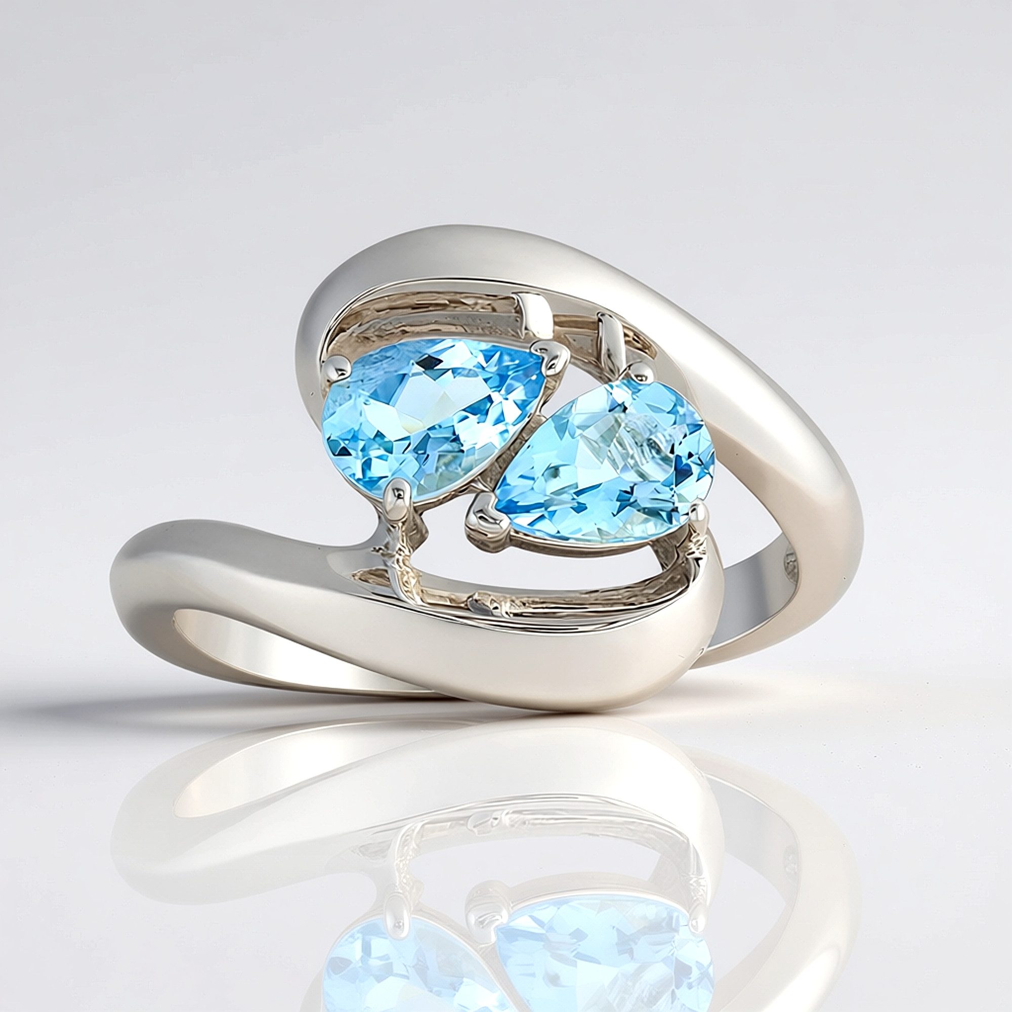 Cavill Silberring Cavill Silberring mit 0,61 ct Aquamarin, Tropfenform, Echtschmuck (1-tlg)