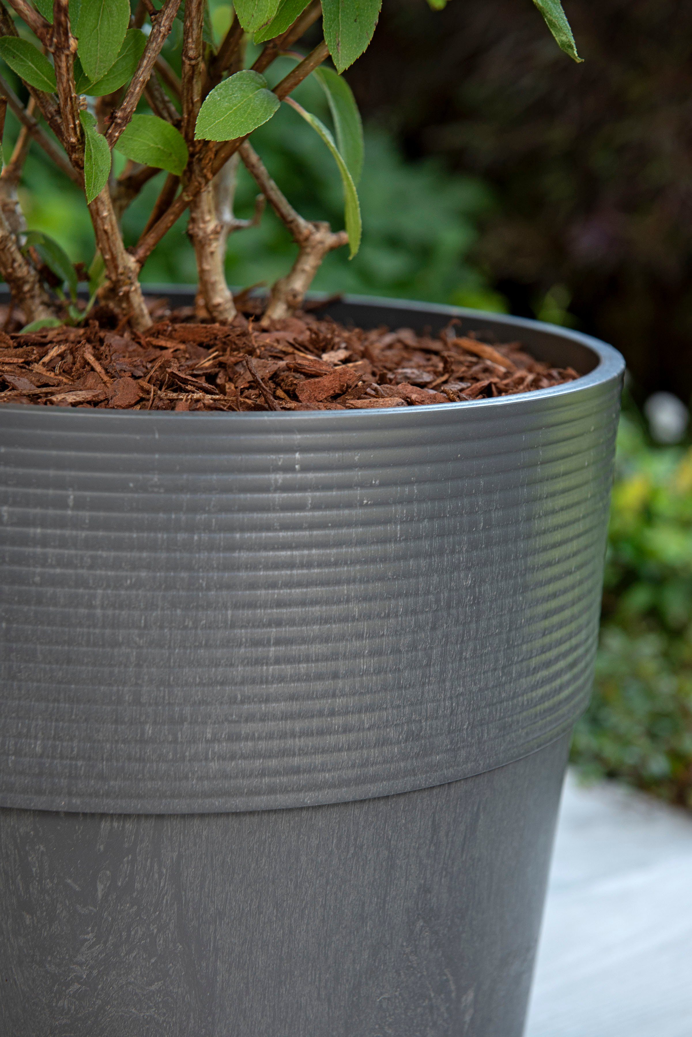 Scheurich CARBON 40/266 GROOVE+ flower pot, frost-resistant, UV-resistant, recyclable, ØxH: 39x35 cm