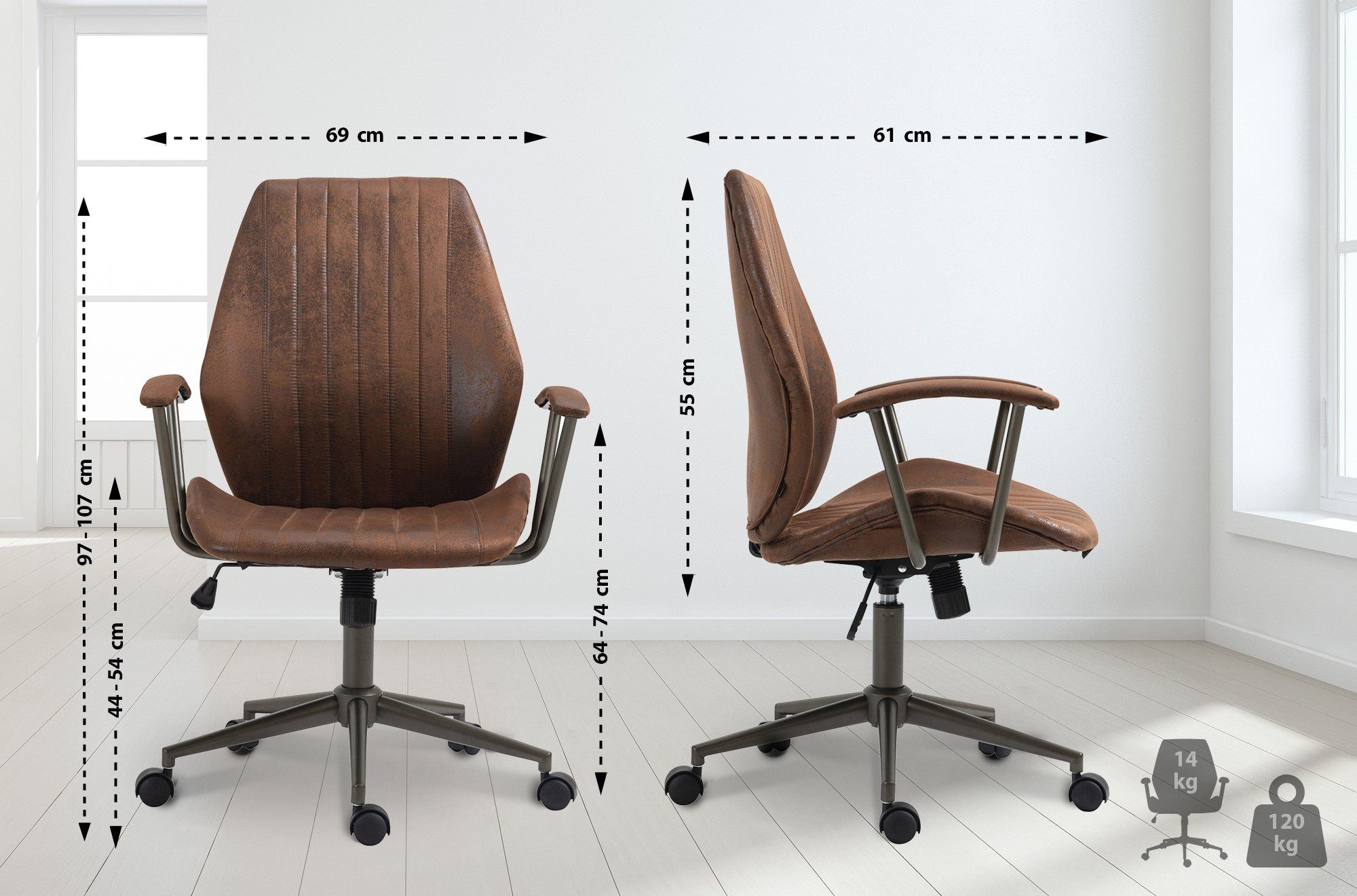 CLP Schreibtischstuhl Nampa, S-Form, gesteppt, mit Wippmechanismus günstig online kaufen