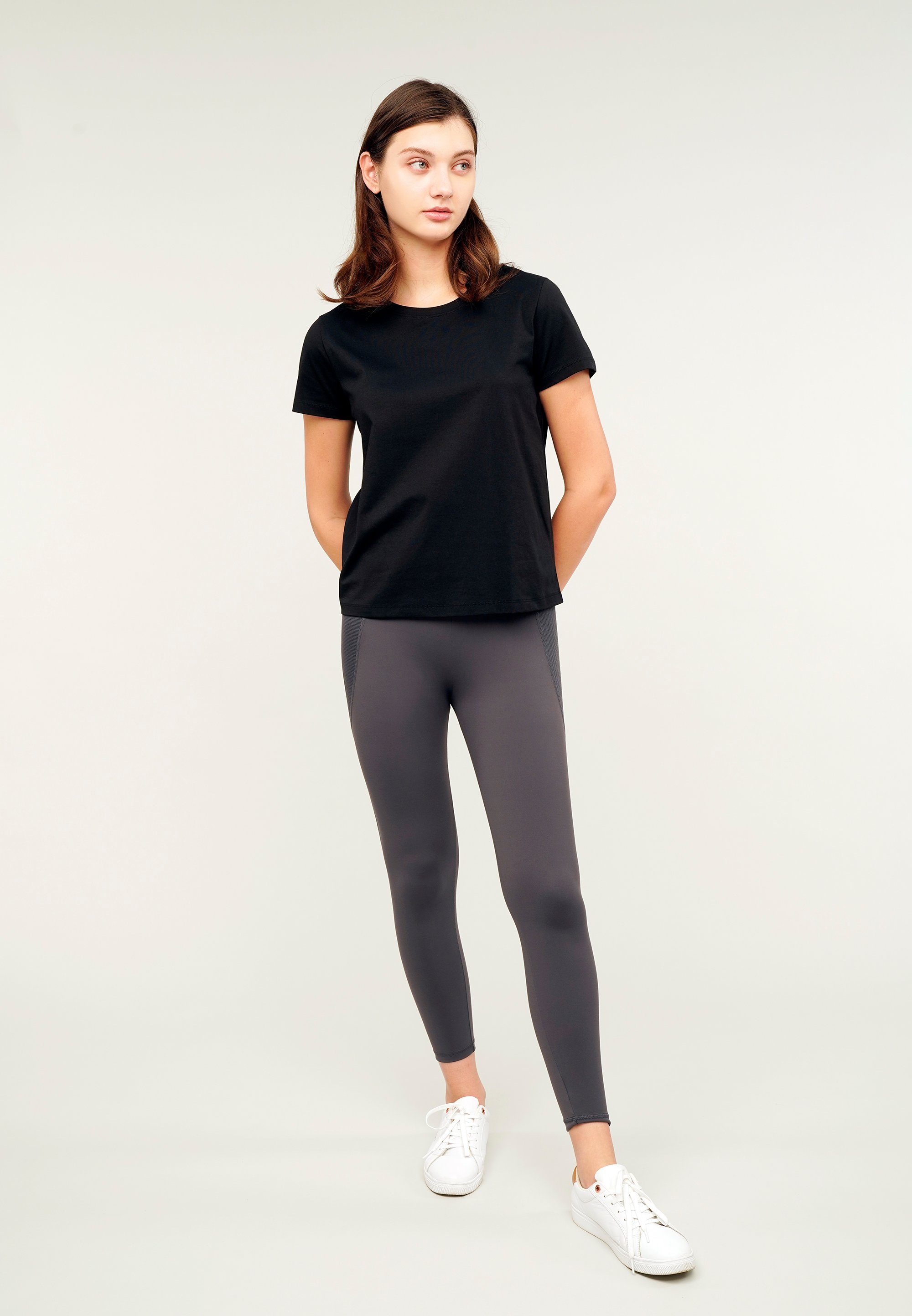 G Dehnbund mit hohem Leggings GIORDANO grau Motion