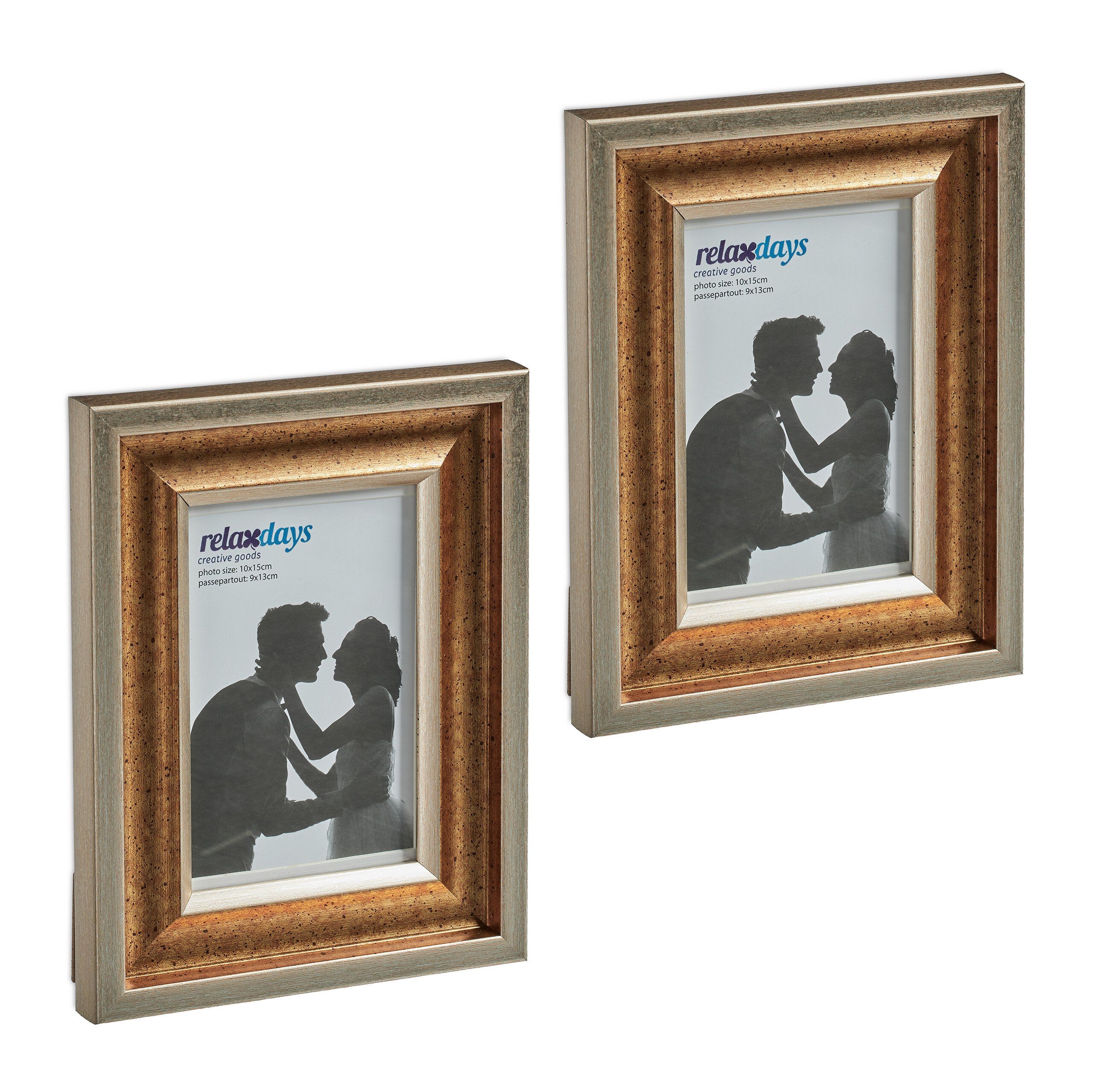 Walther Design Bilderrahmen Mosaic 10x15cm Silber - Moderner Fotorahmen Mit Aufsteller