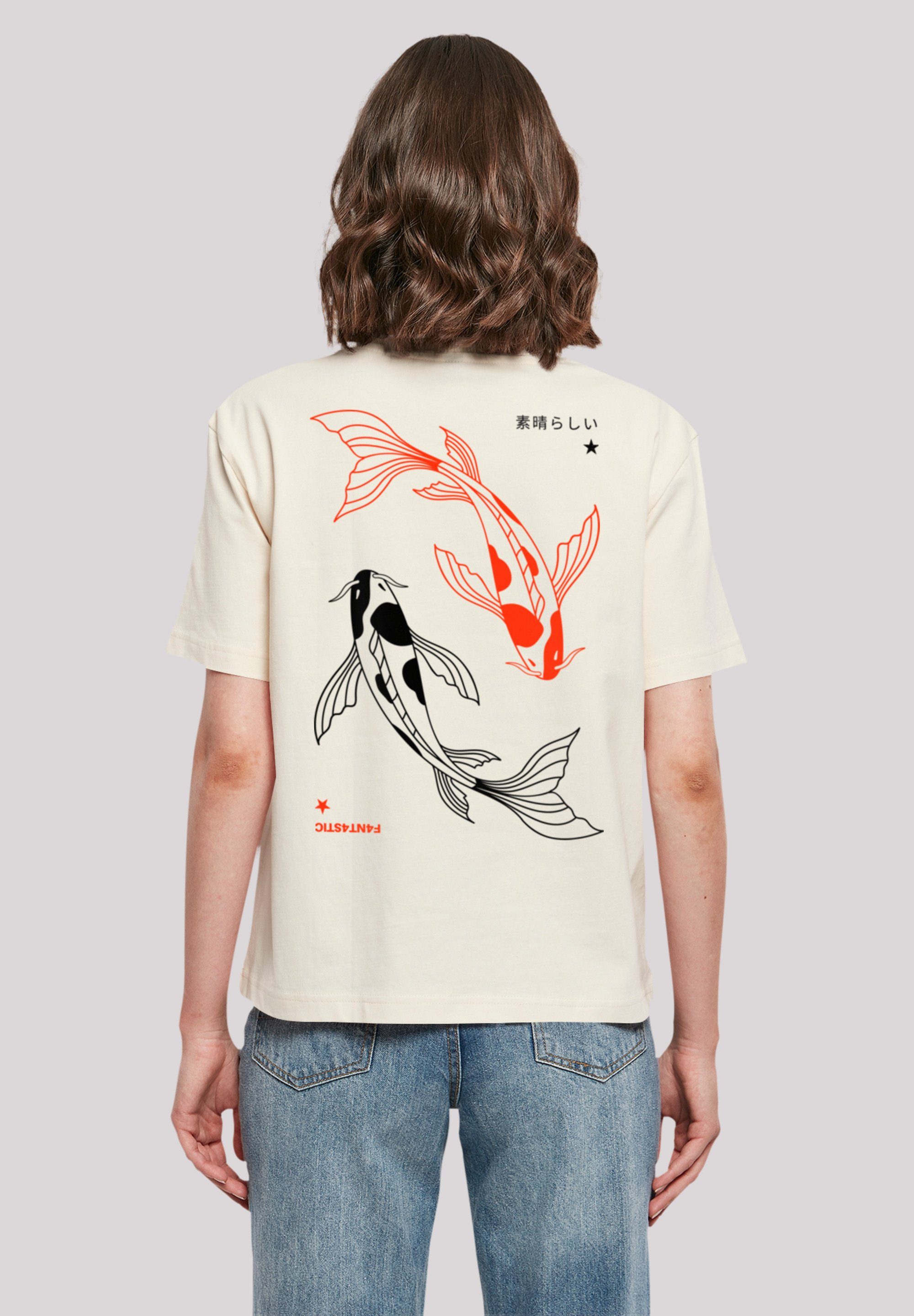 F4NT4STIC T-Shirt Koi Karpfen Japan Print, Gerippter Rundhalsausschnitt für  stylischen Look
