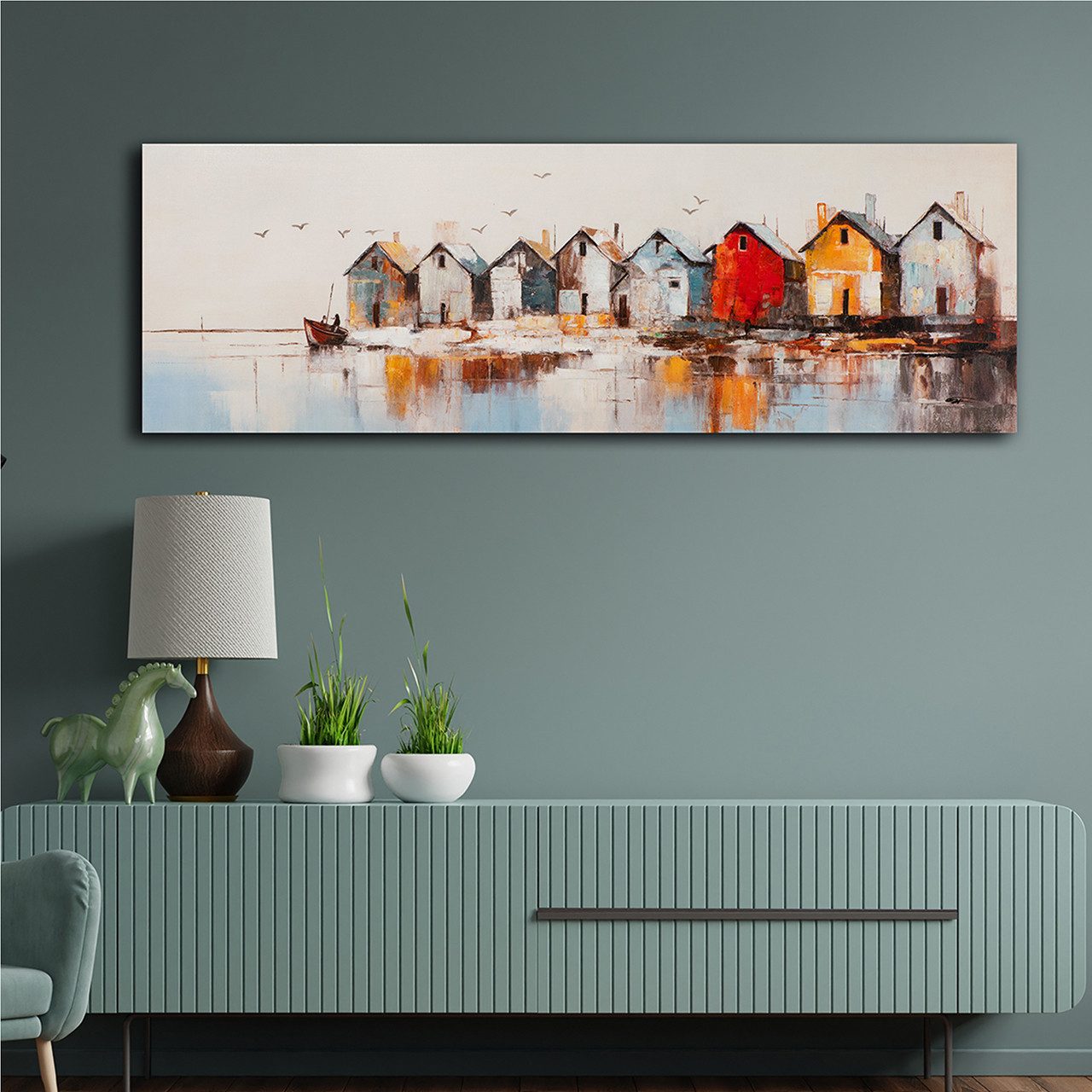 ArtUniverse Gemälde Lakeside Living 50x150 cm, Lakeside