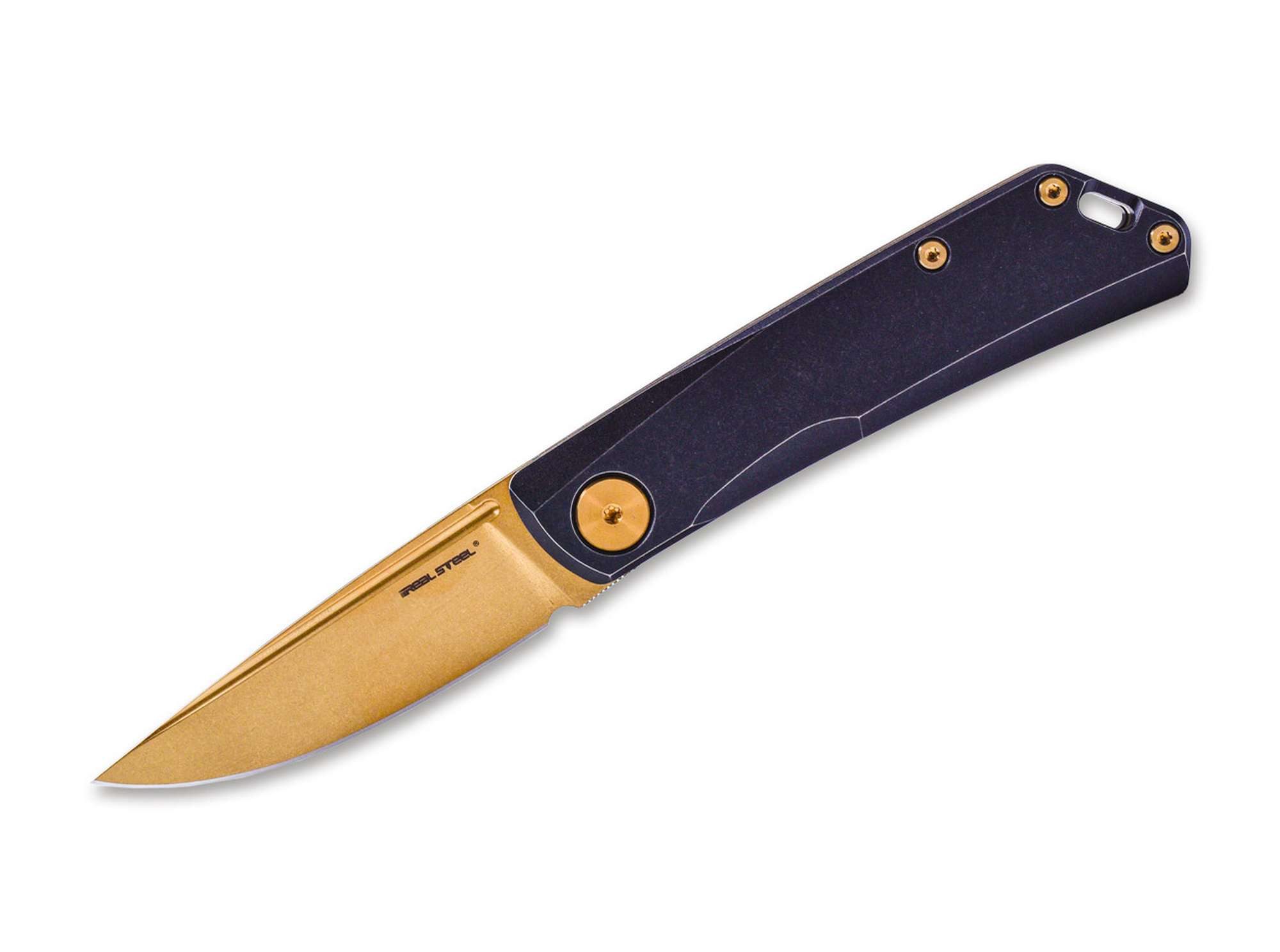 Real Steel Taschenmesser Taschenmesser Luna Titanium Black & Gold