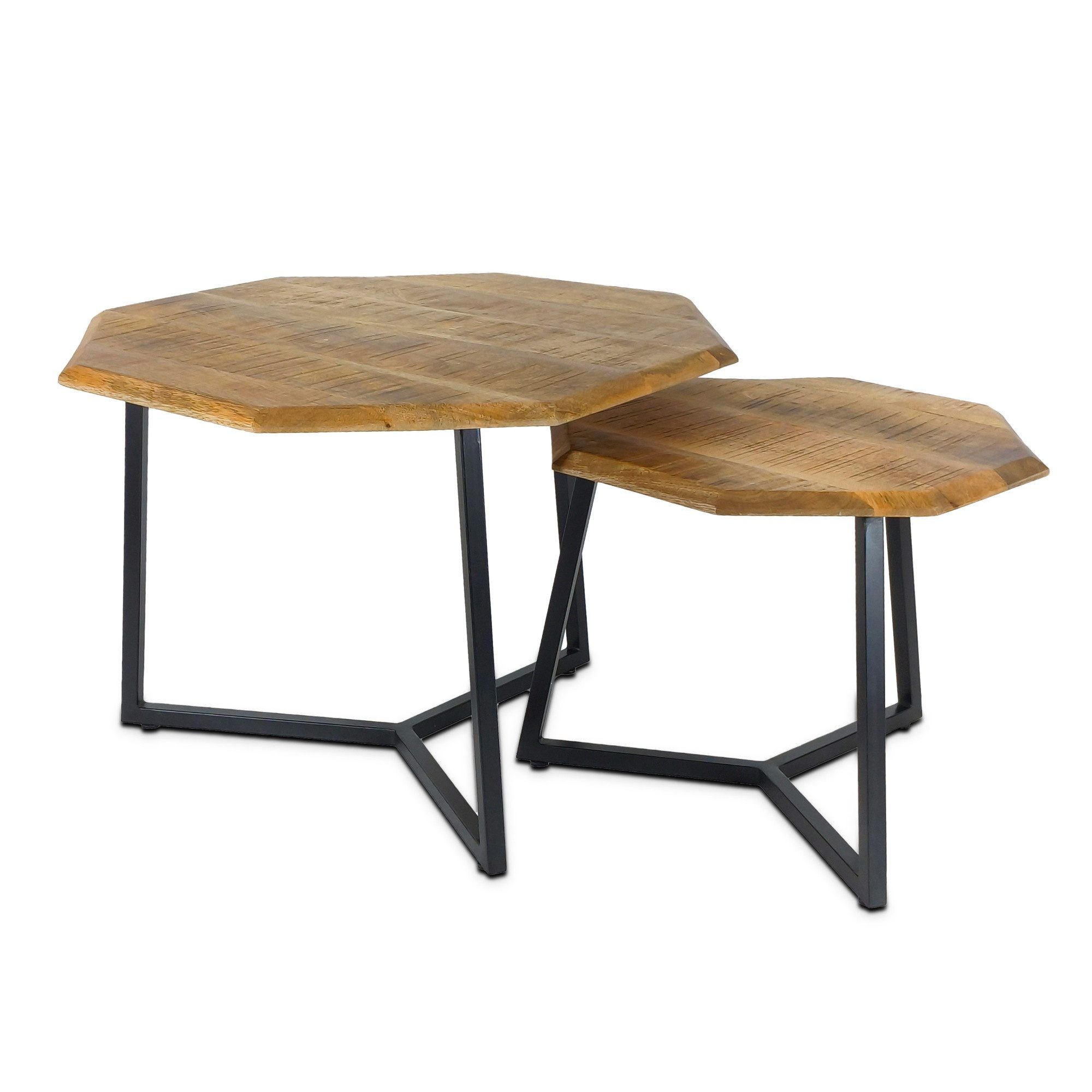 Amagohome Couchtisch Couchtisch 2er Set achteckig Beistelltisch Satztisch Las Vegas Metall